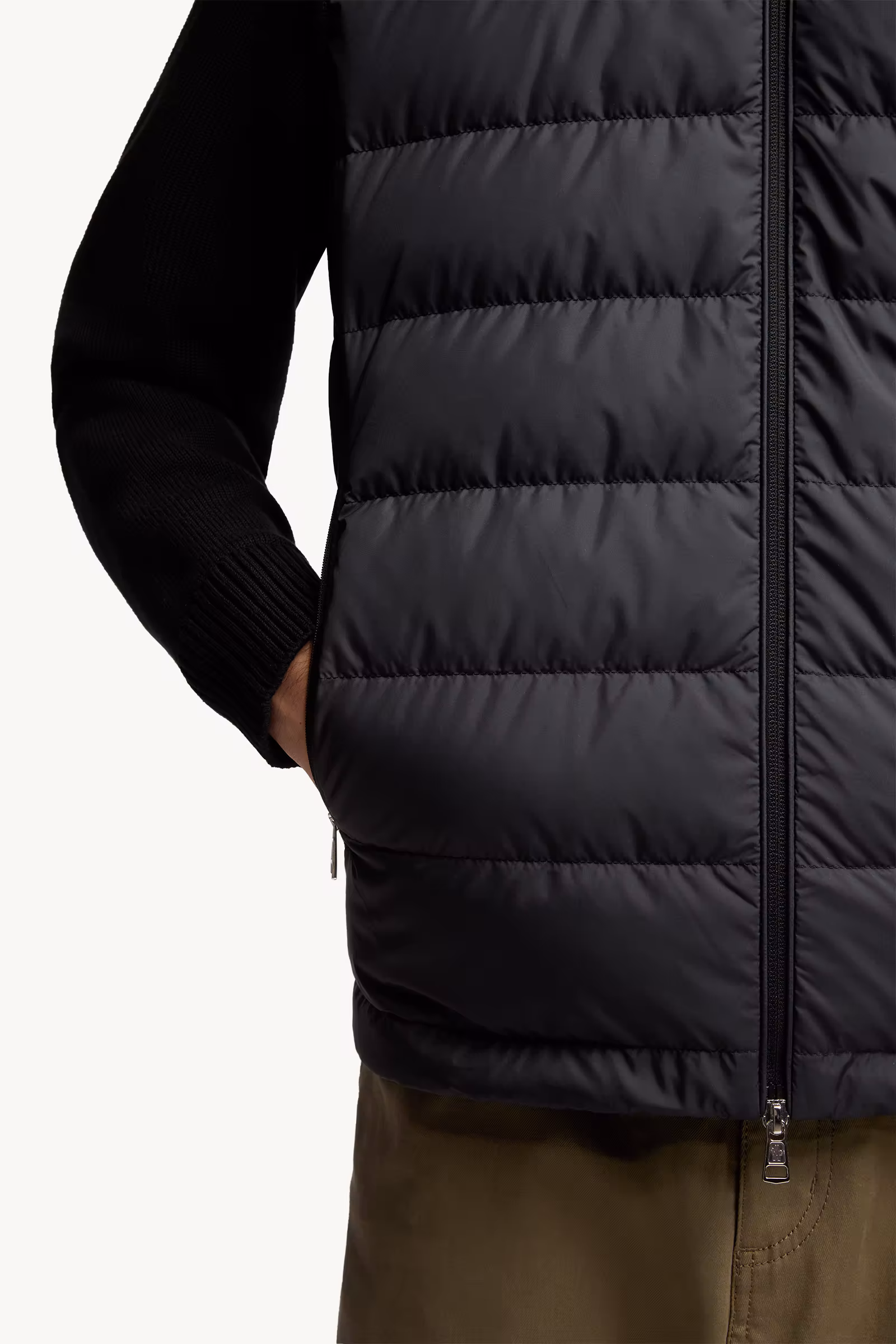 Padded Zip-Up Cotton Cardigan
