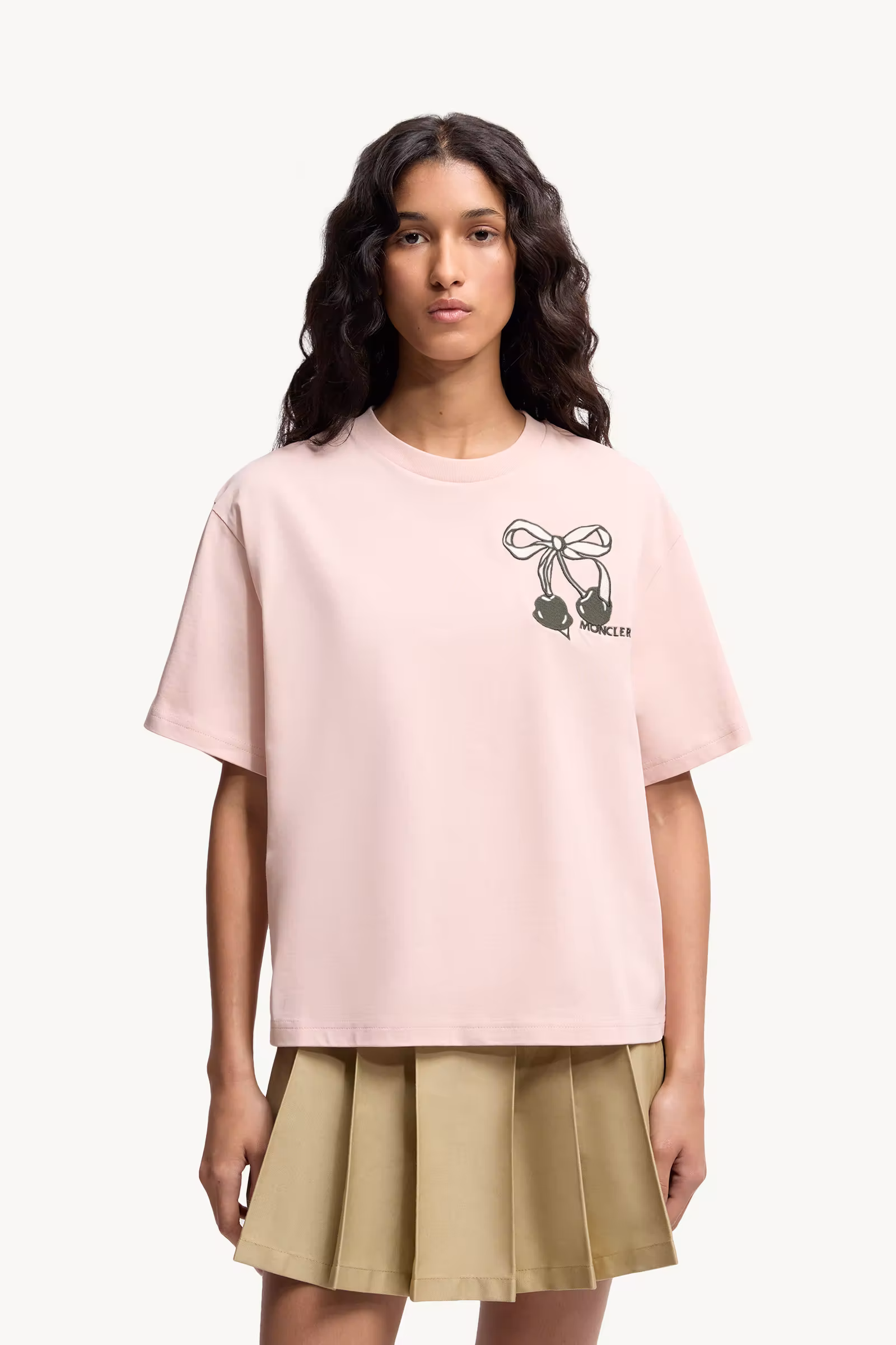 Embroidered Cherry Logo Cotton T-Shirt