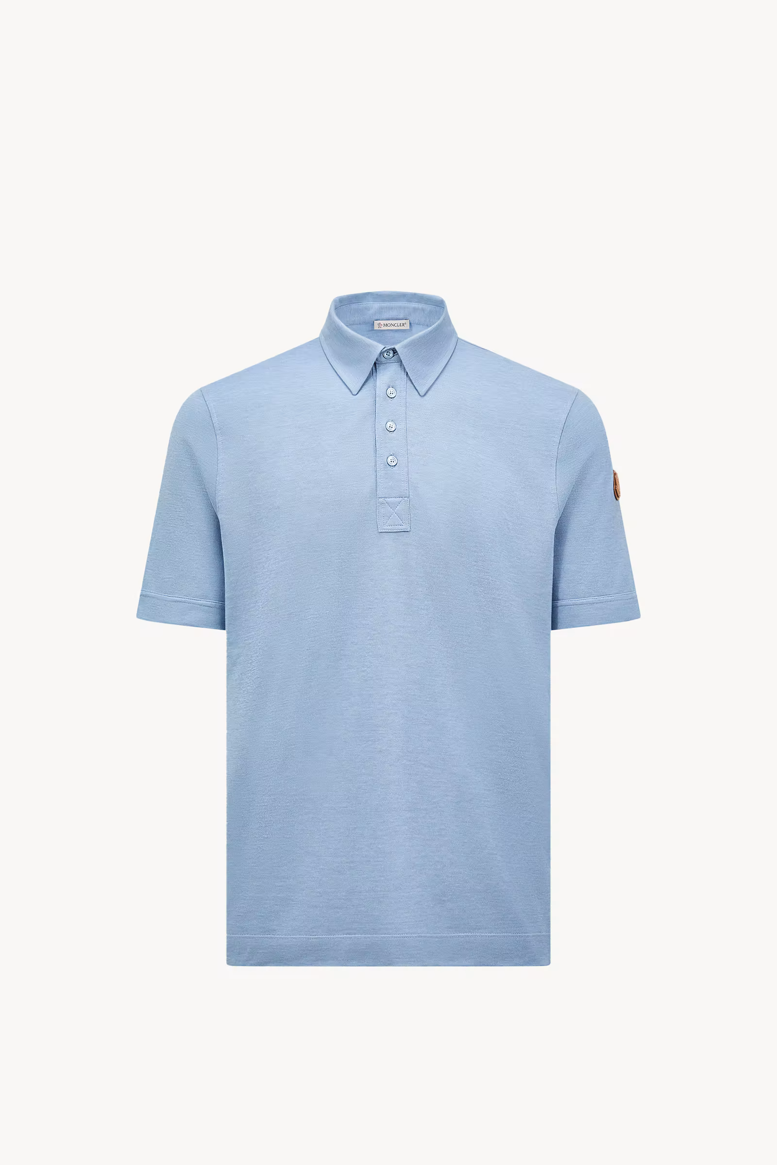 Double Leather Logo Cotton Polo Shirt