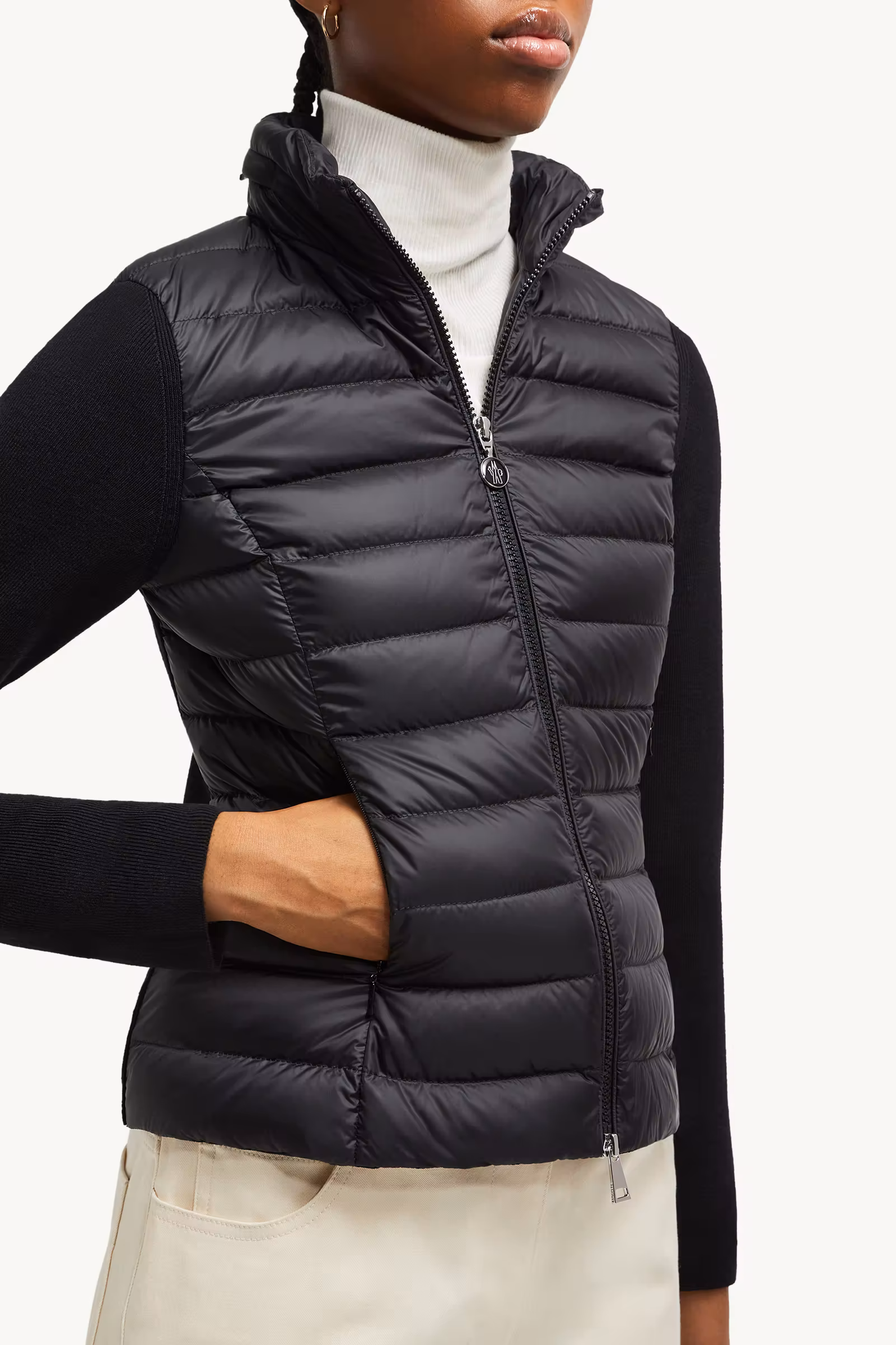 Padded Wool Zip-Up Cardigan