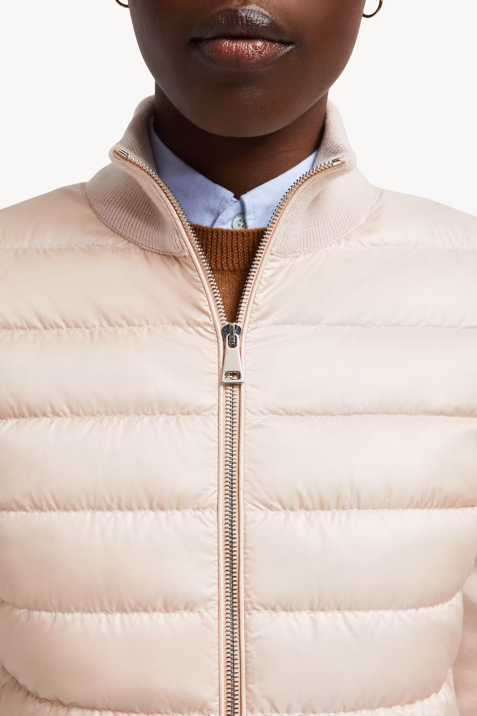 Padded Wool Zip-Up Cardigan