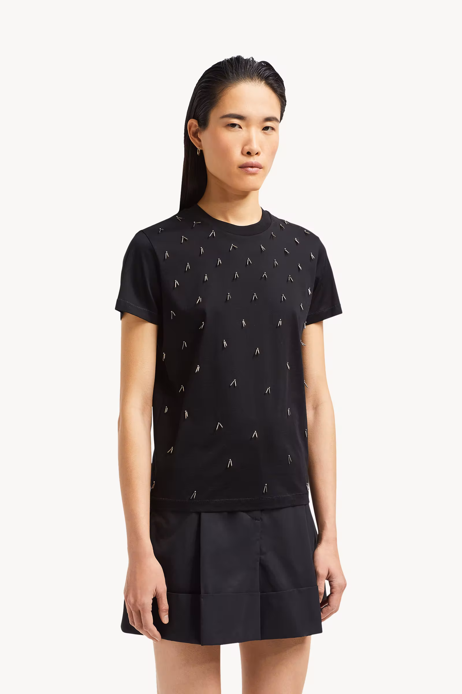 Beaded Cotton T-Shirt