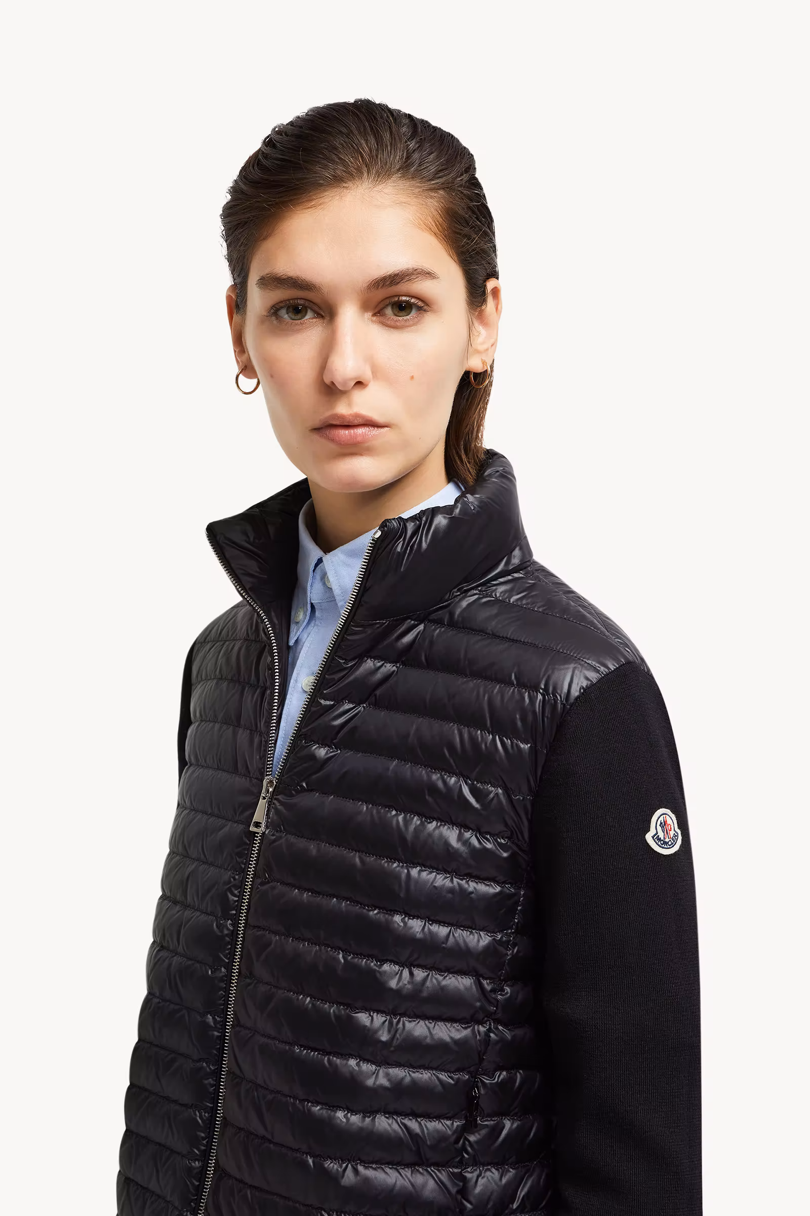 Padded Wool Zip-Up Cardigan