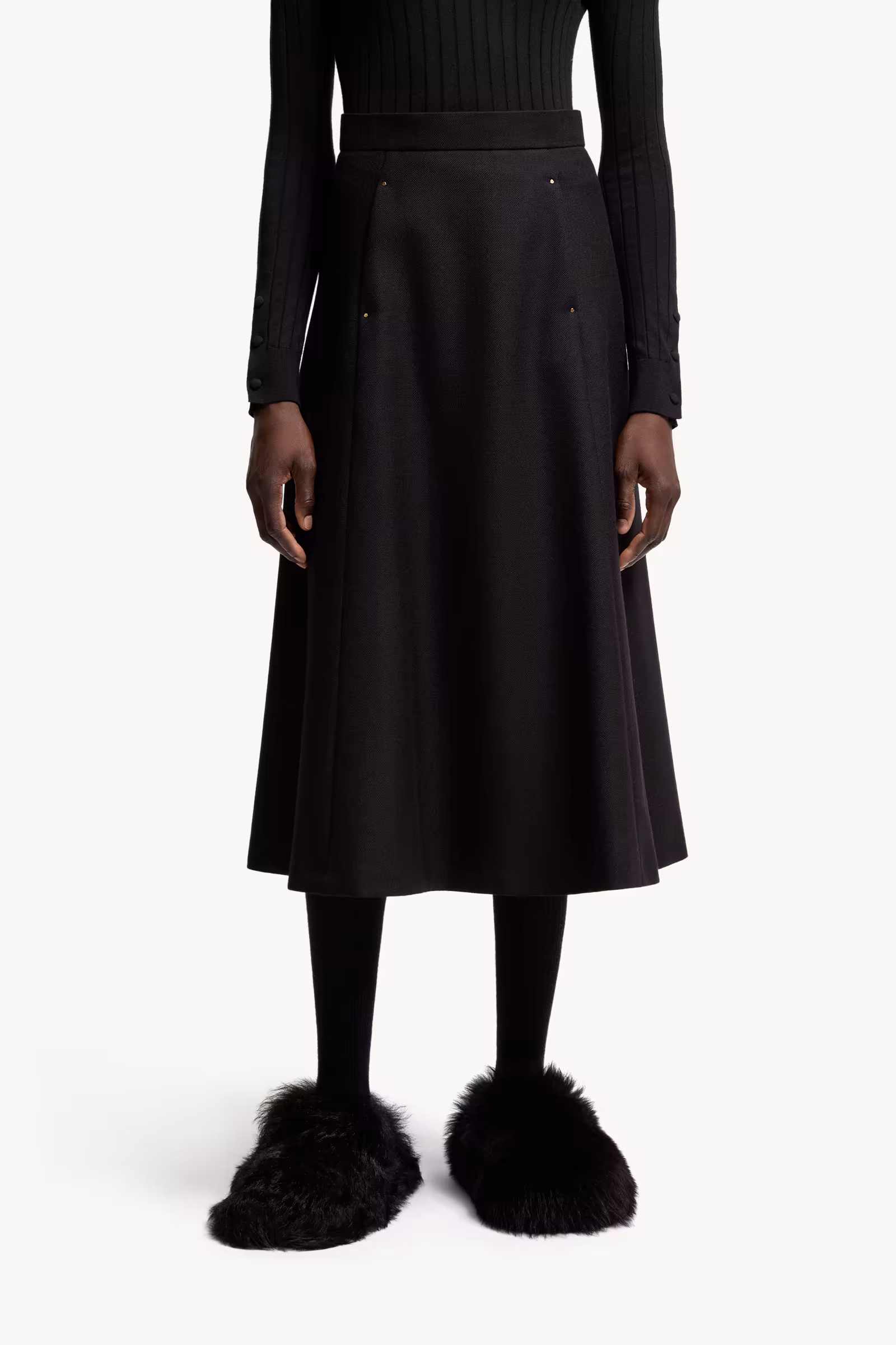 Mouliné Wool Midi Skirt