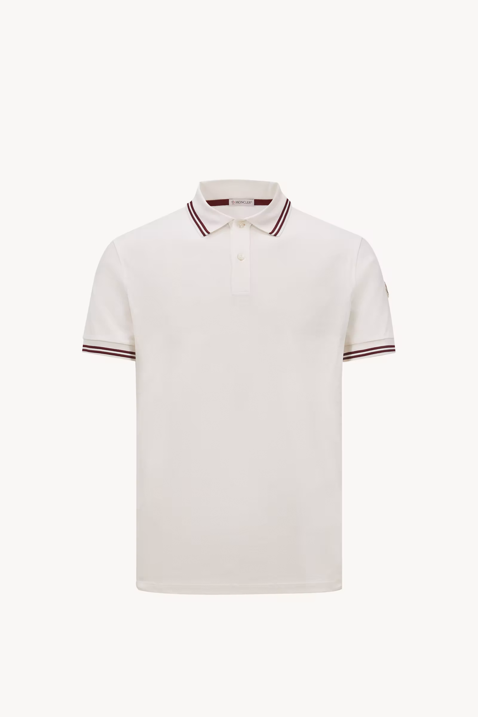 Striped Trim Cotton Piquet Polo Shirt