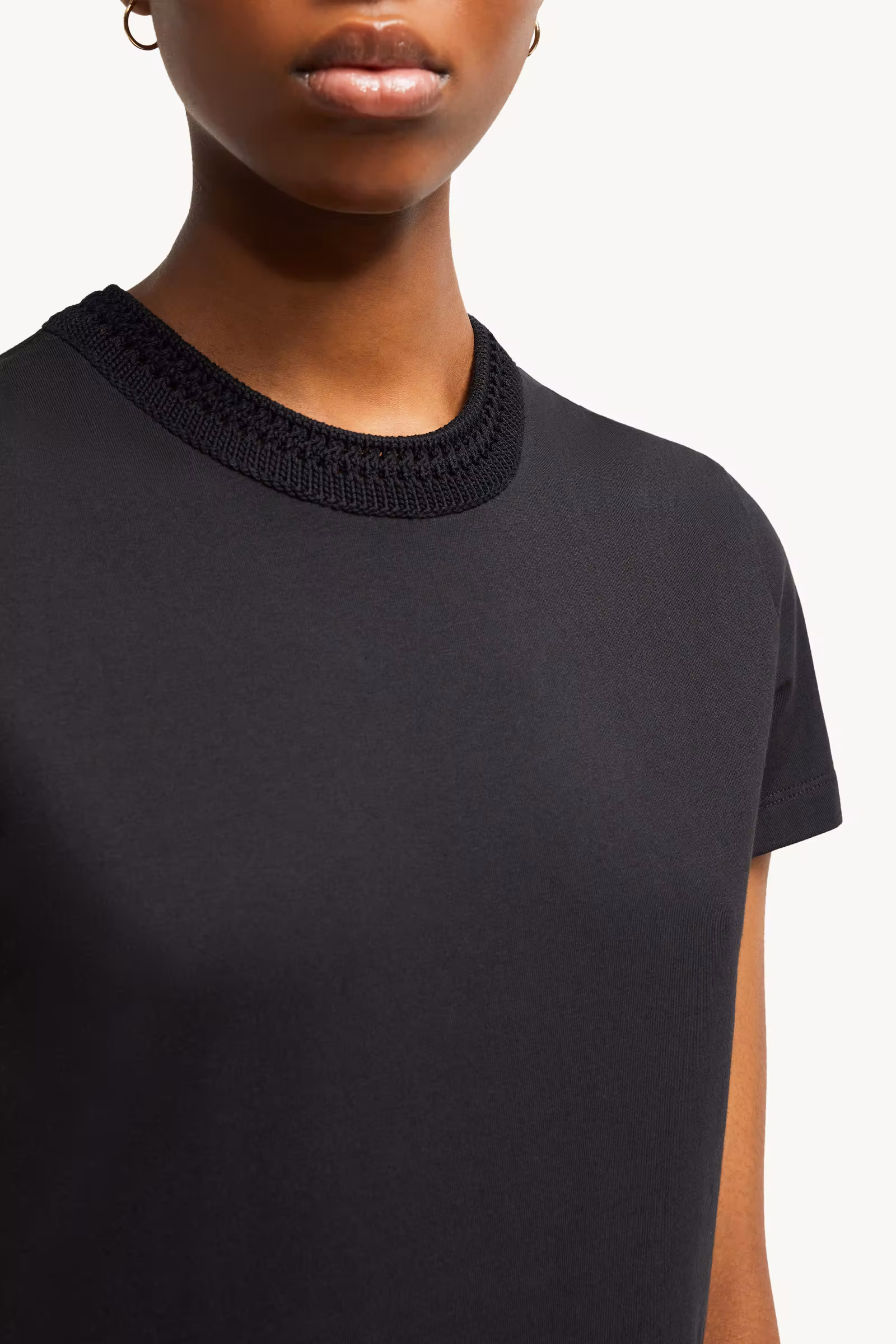 Crochet Accent Cotton T-Shirt