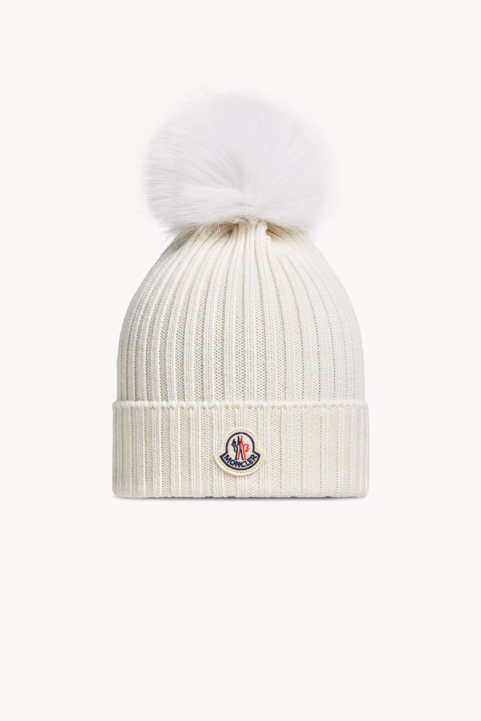 Wool Beanie with Faux Fur Pom Pom