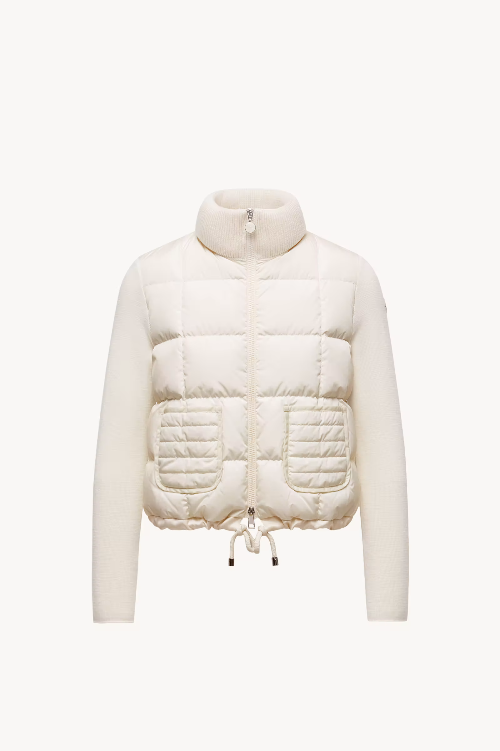Square-Quilted Padded Wool Zip-Up Cardigan