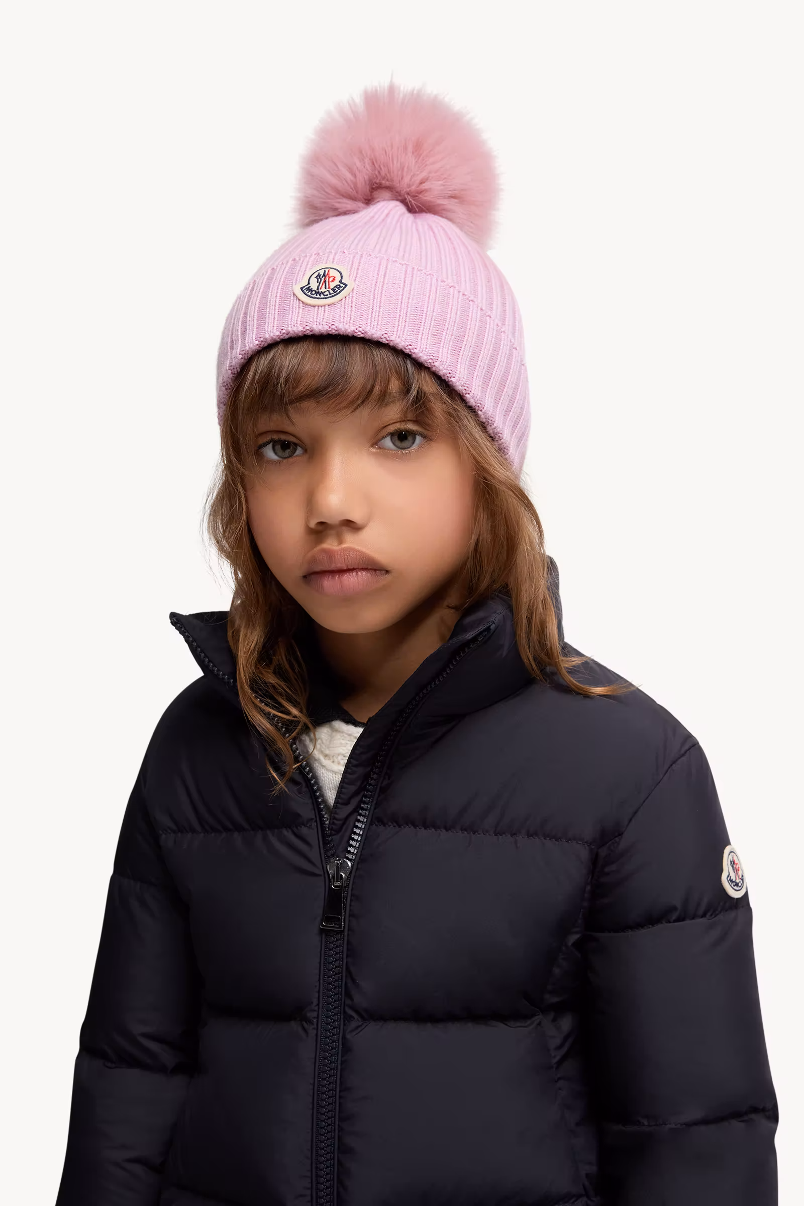 Wool Beanie with Faux Fur Pom Pom