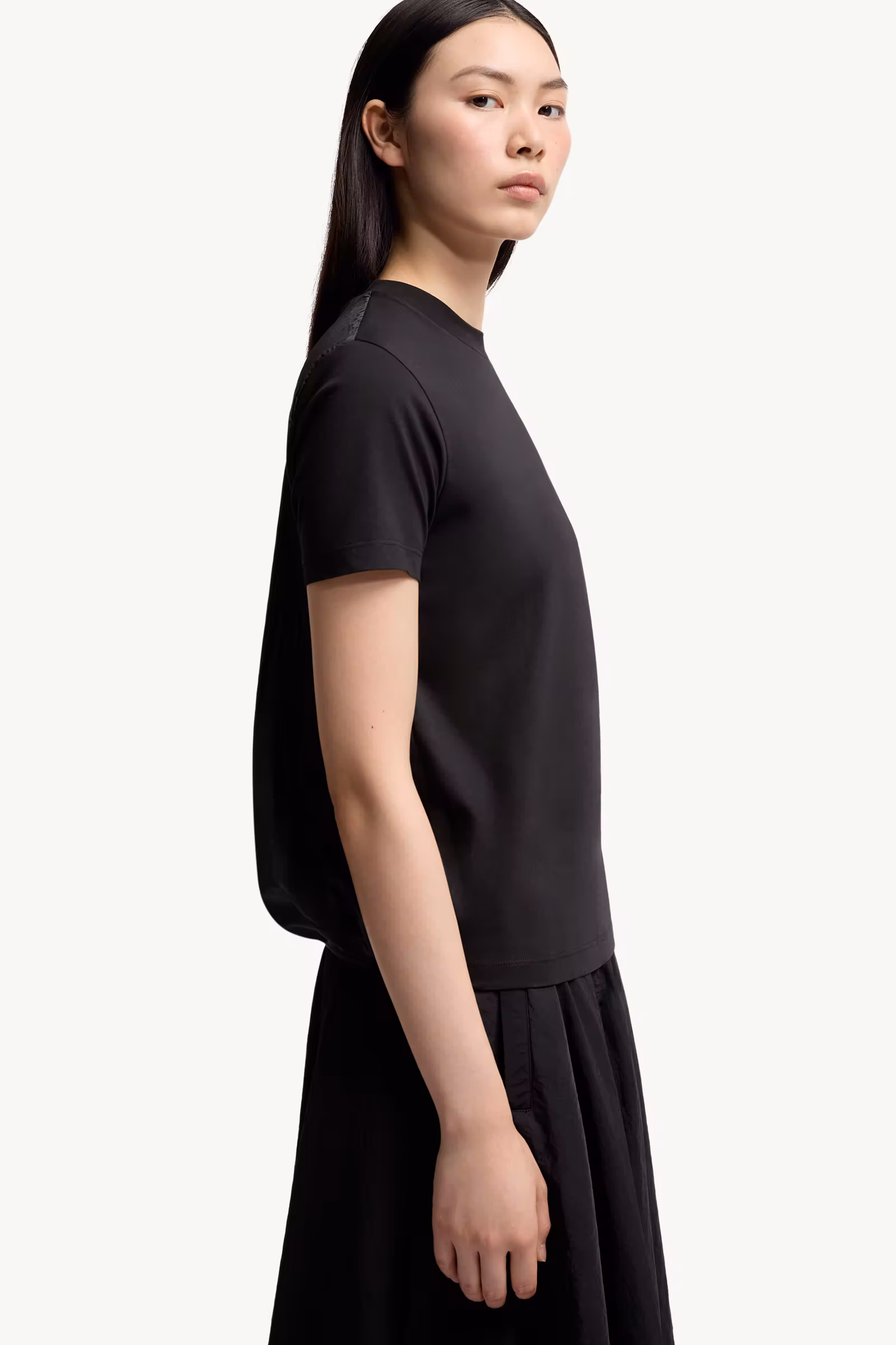 Pleated Back Cotton T-Shirt