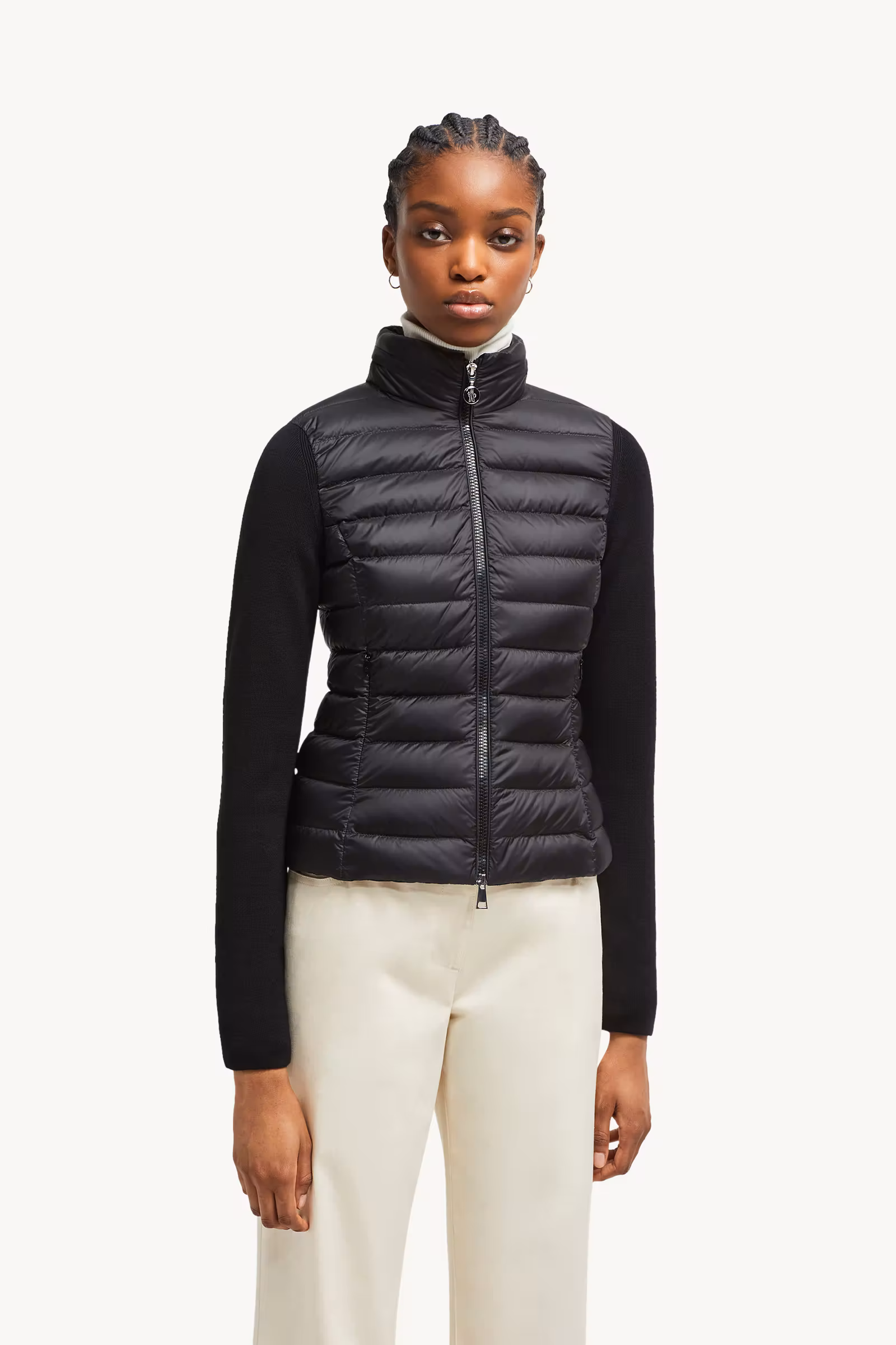 Padded Wool Zip-Up Cardigan