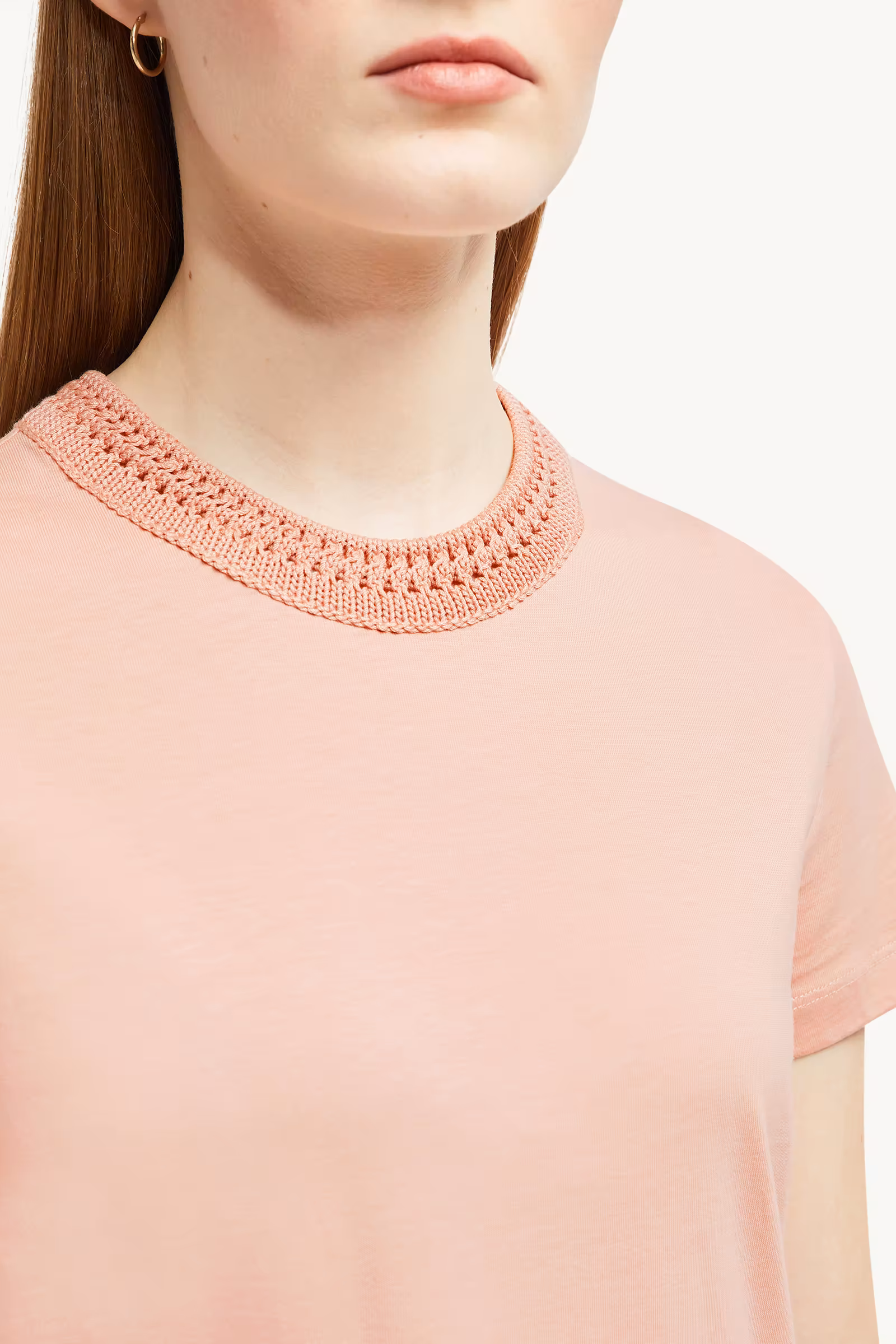 Crochet Accent Cotton T-Shirt