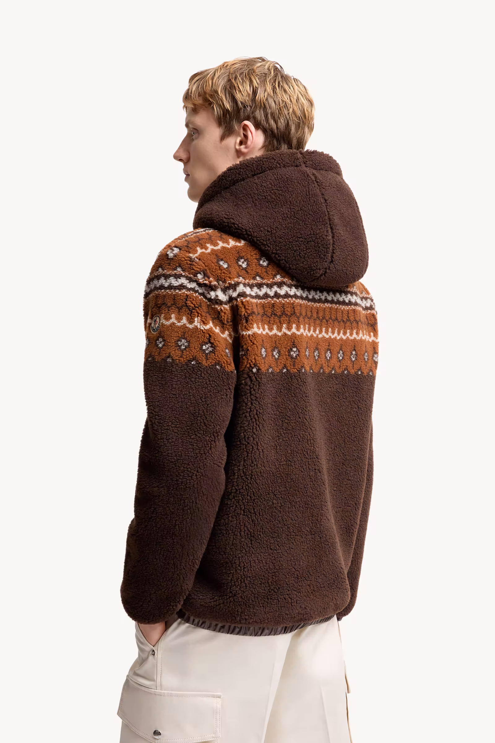Geometric Jacquard Wool Blend Hoodie