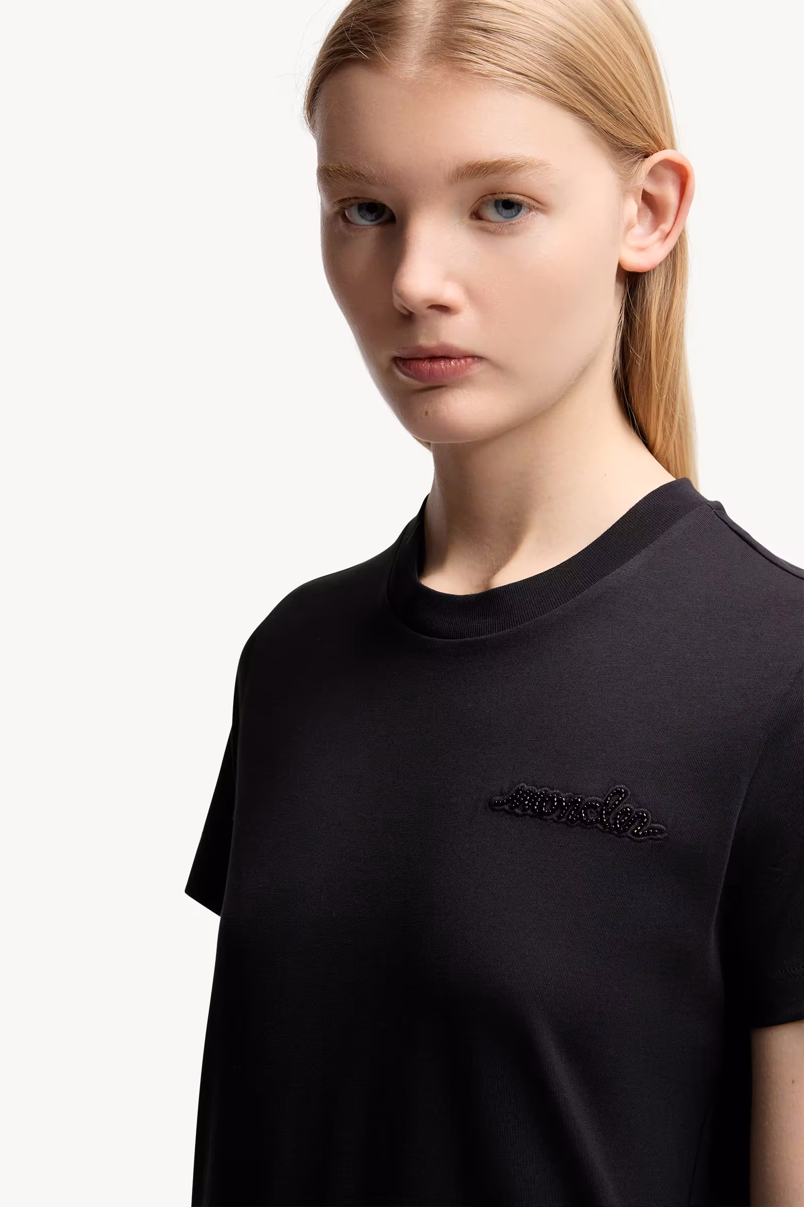 Beaded Logo Cotton T-Shirt