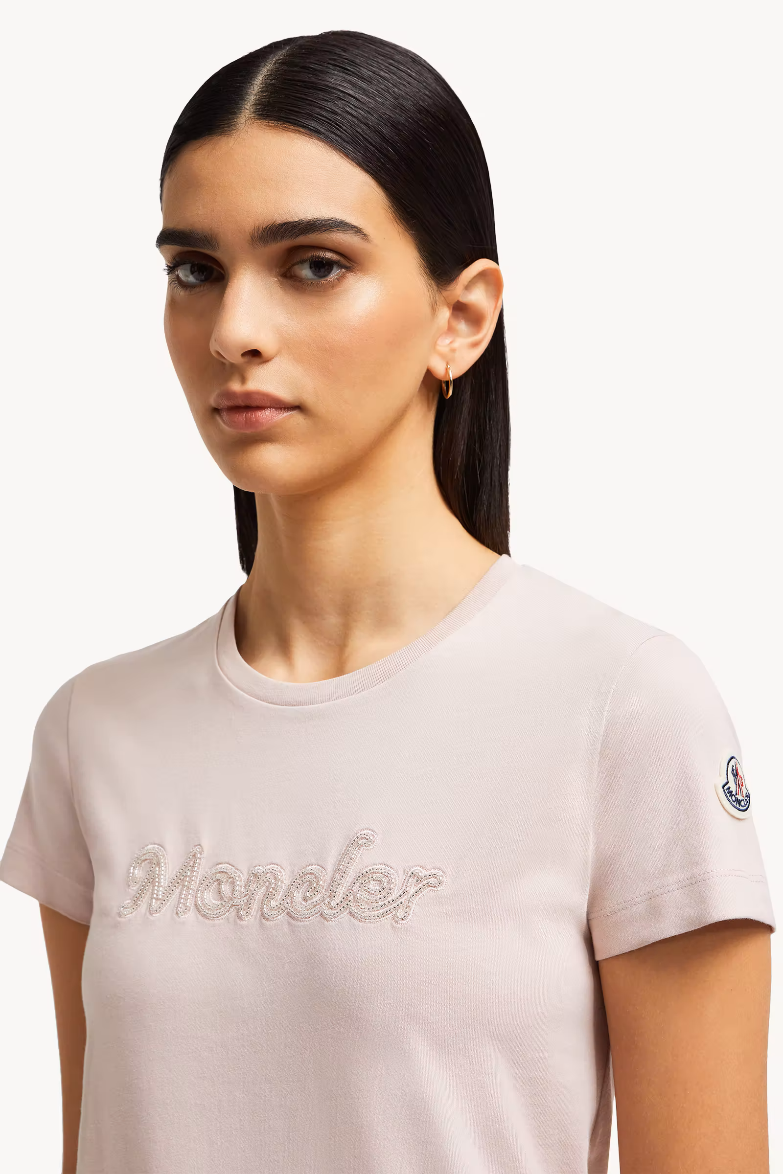 Pearl-Embroidered Logo Cotton T-Shirt