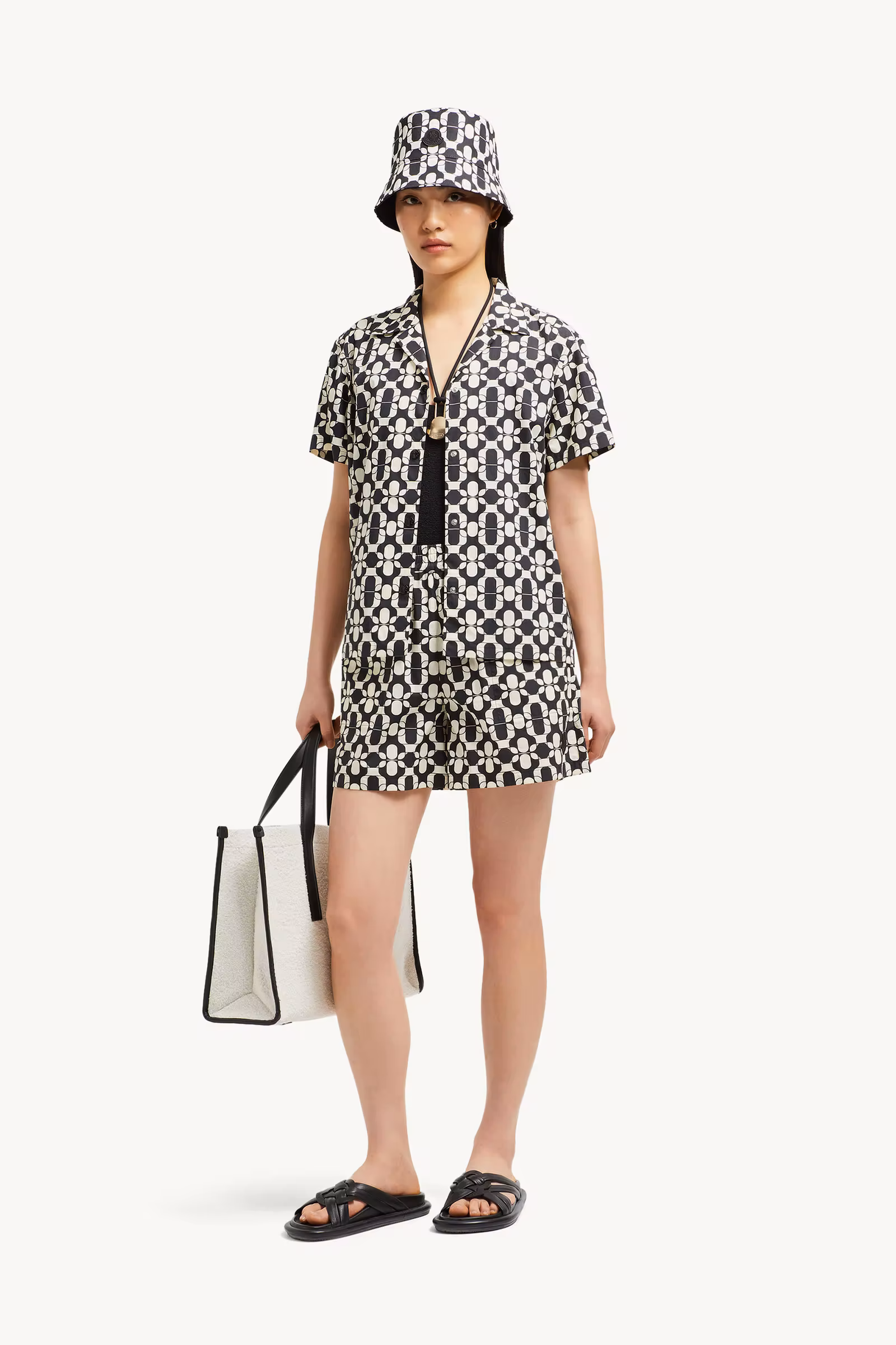 Geometric Print Cotton Shorts