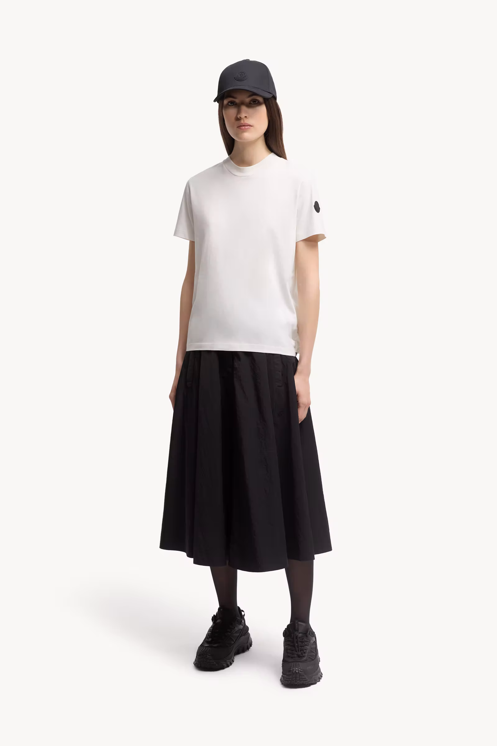 Pleated Back Cotton T-Shirt