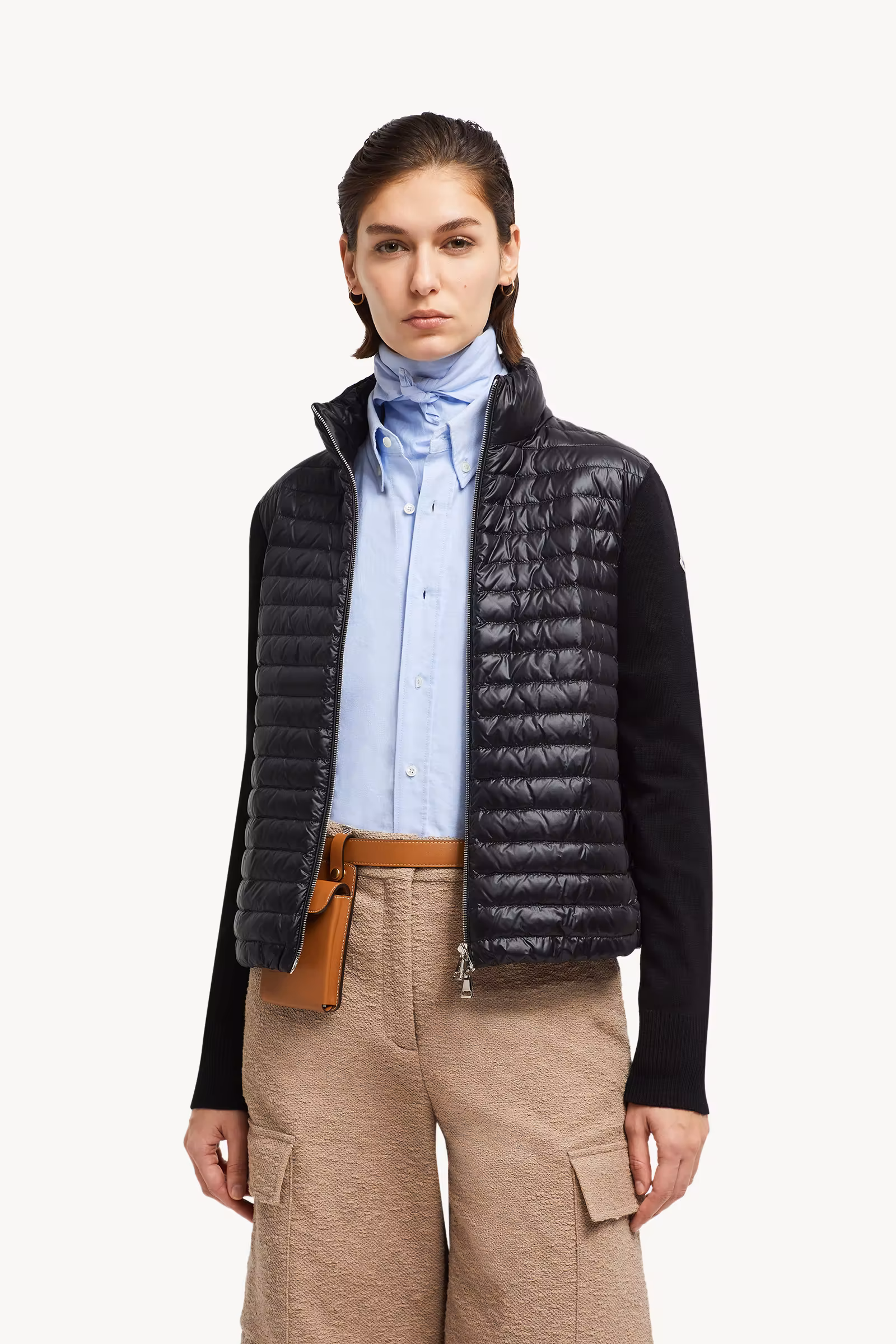 Padded Wool Zip-Up Cardigan