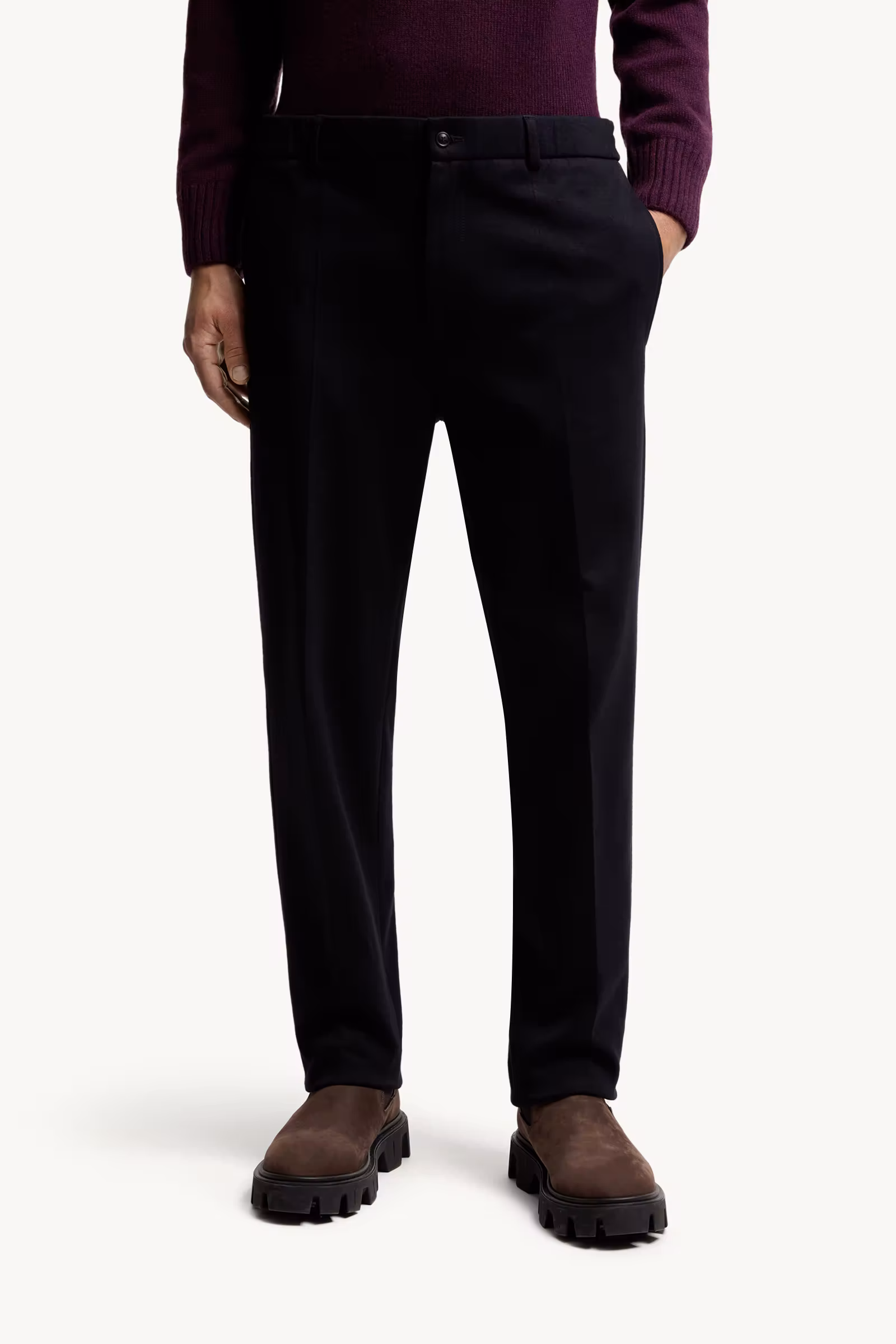 Cotton Blend Tailored Pants