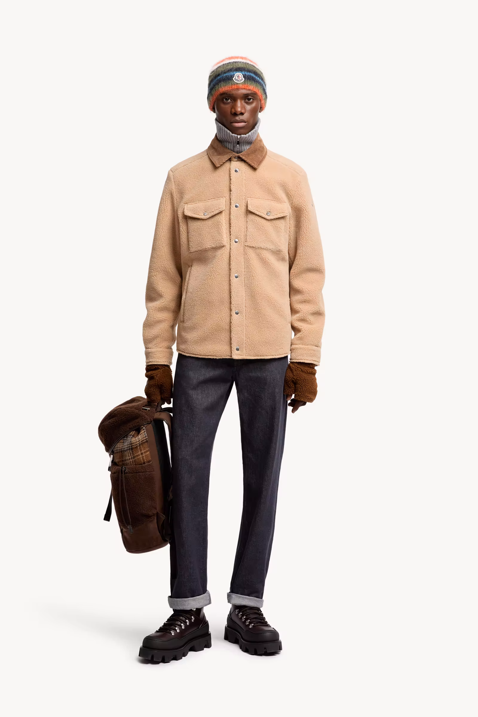 Teddy Corduroy-Trimmed Shirt Jacket