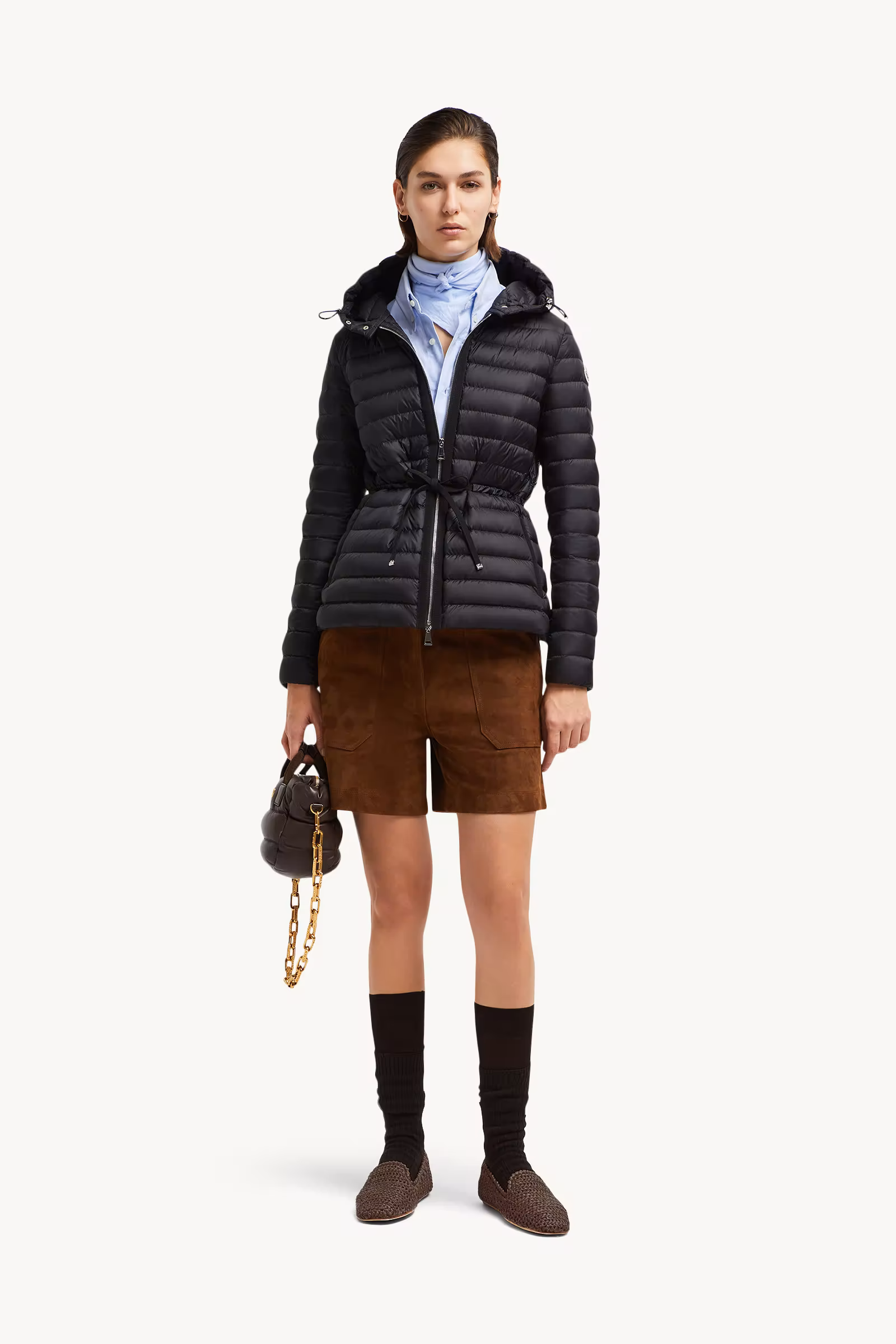 Raie Packable Hooded Short Down Jacket