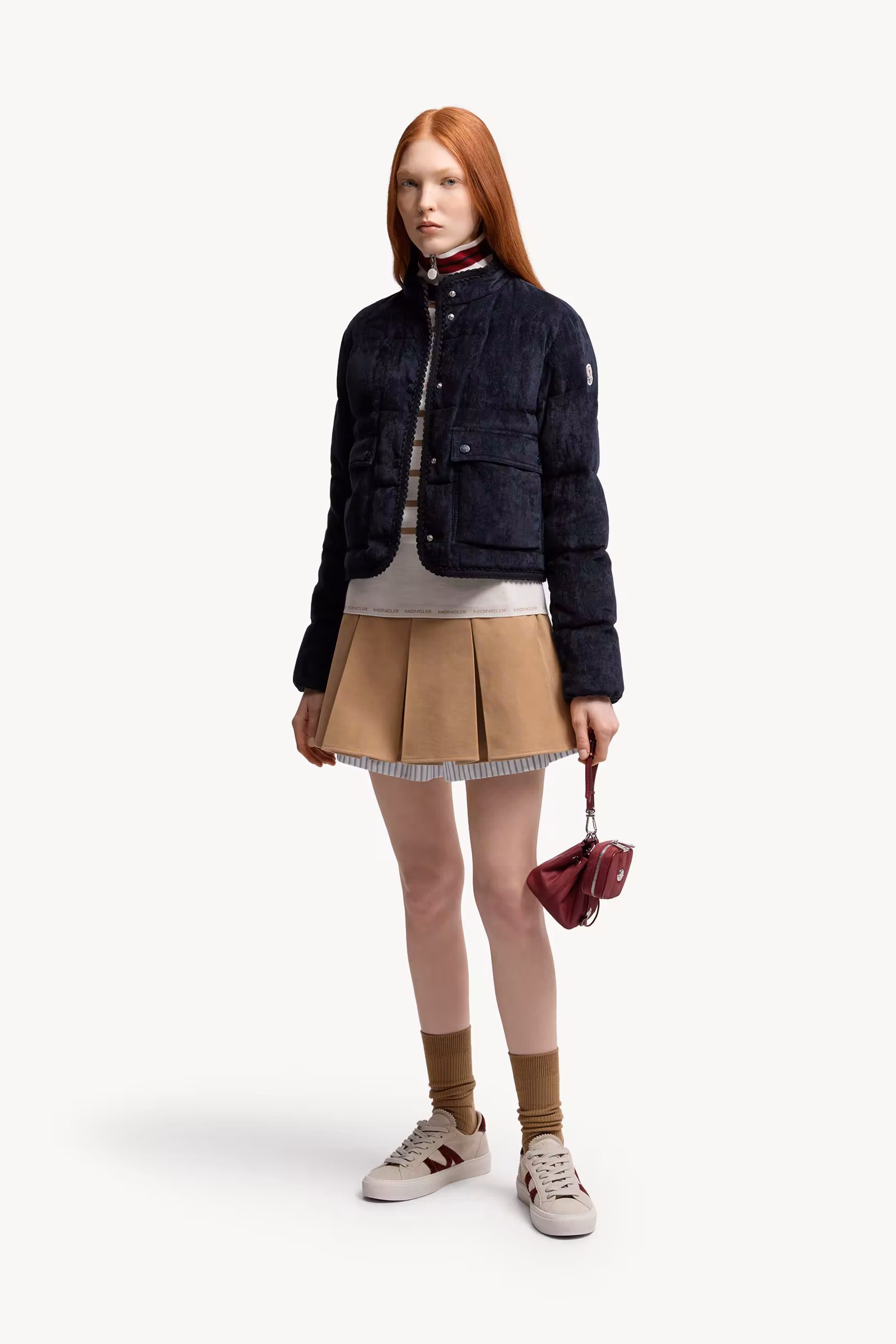 Essarts Braided Trim Corduroy Short Down Jacket