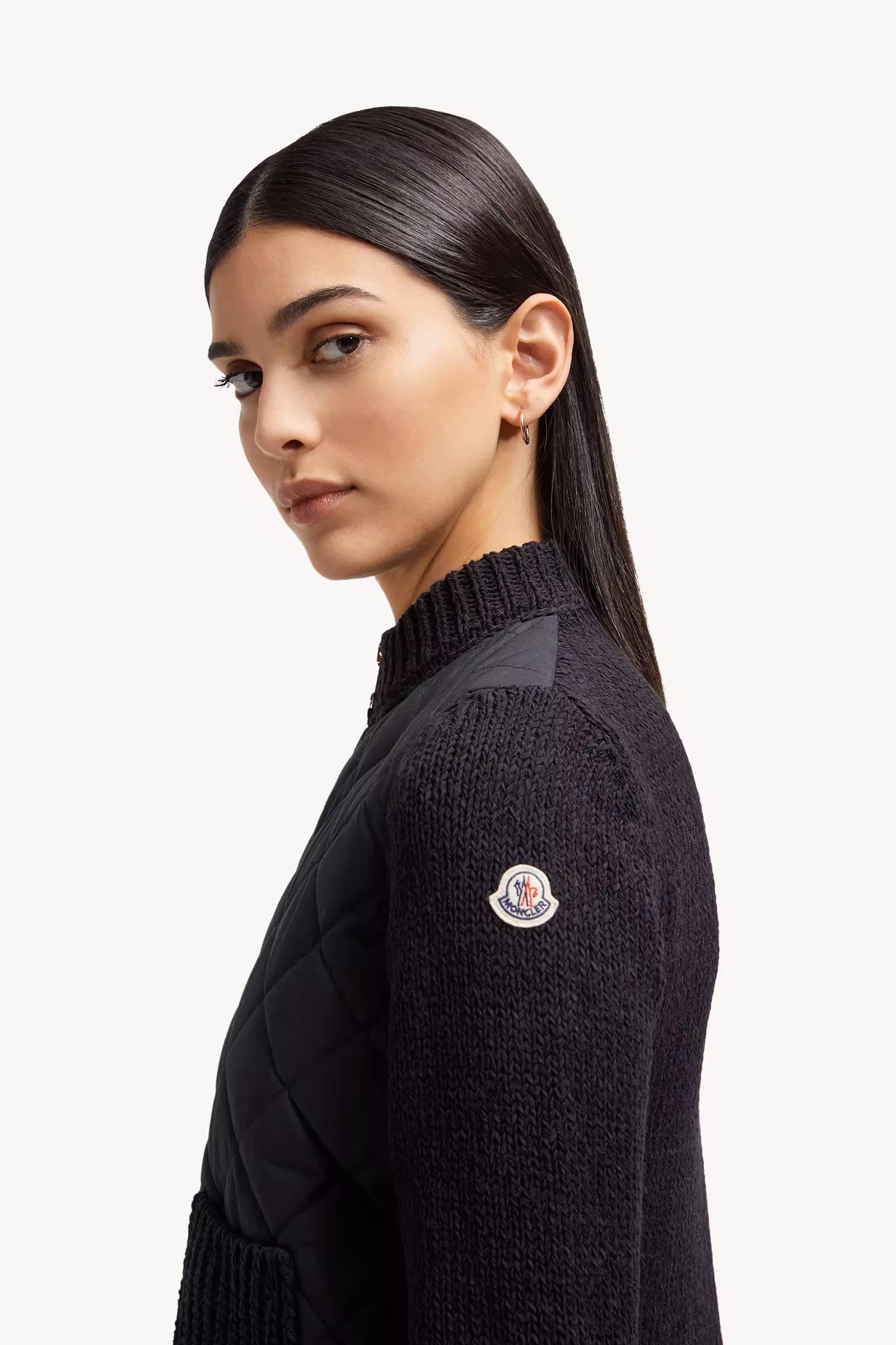 Padded Cotton Zip-Up Cardigan