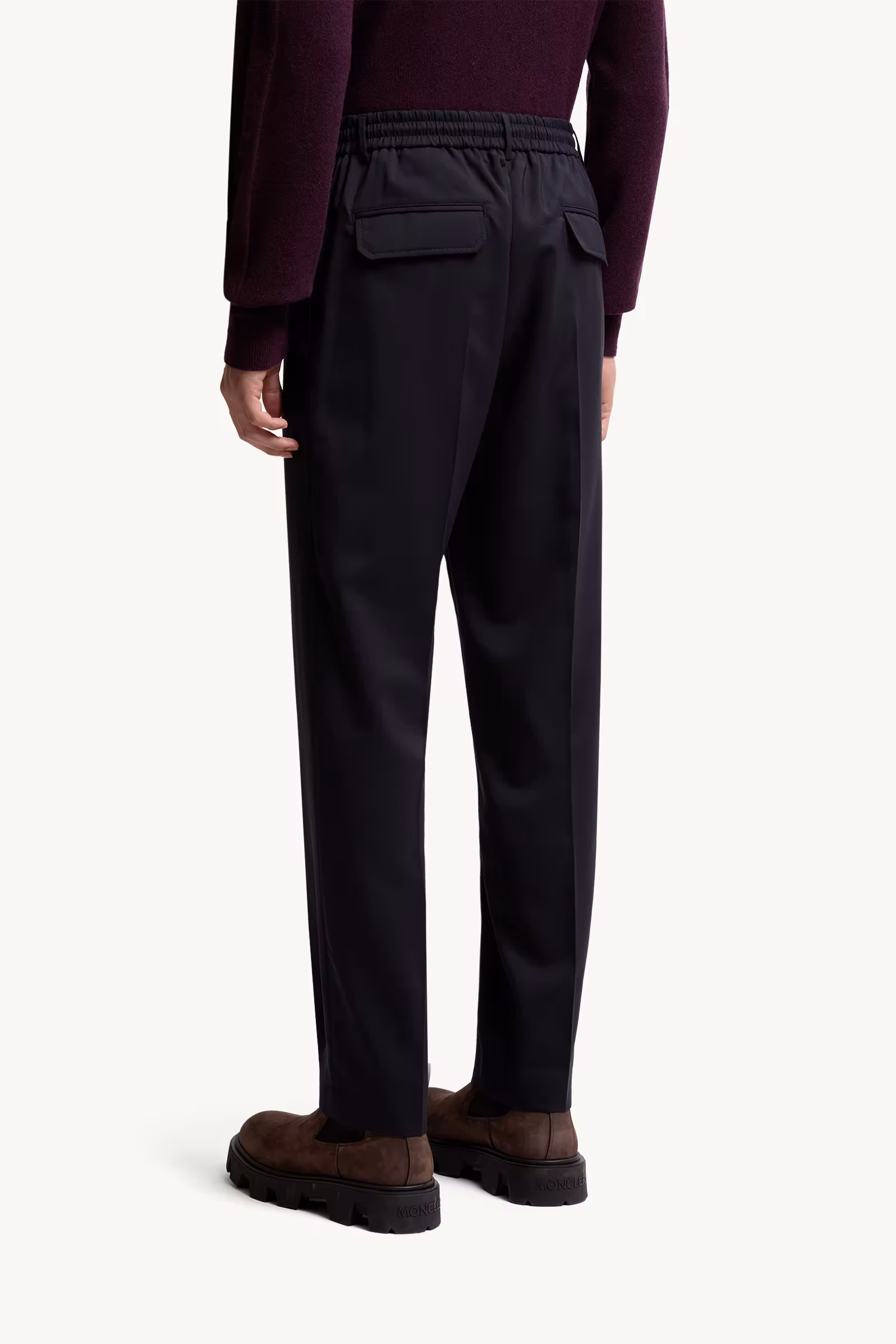 Wool Blend Gabardine Tailored Pants