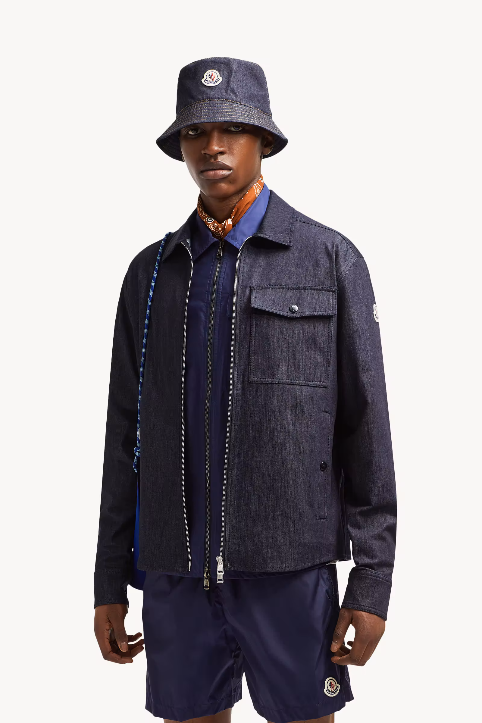 Denim Long Sleeve Zip-Up Shirt