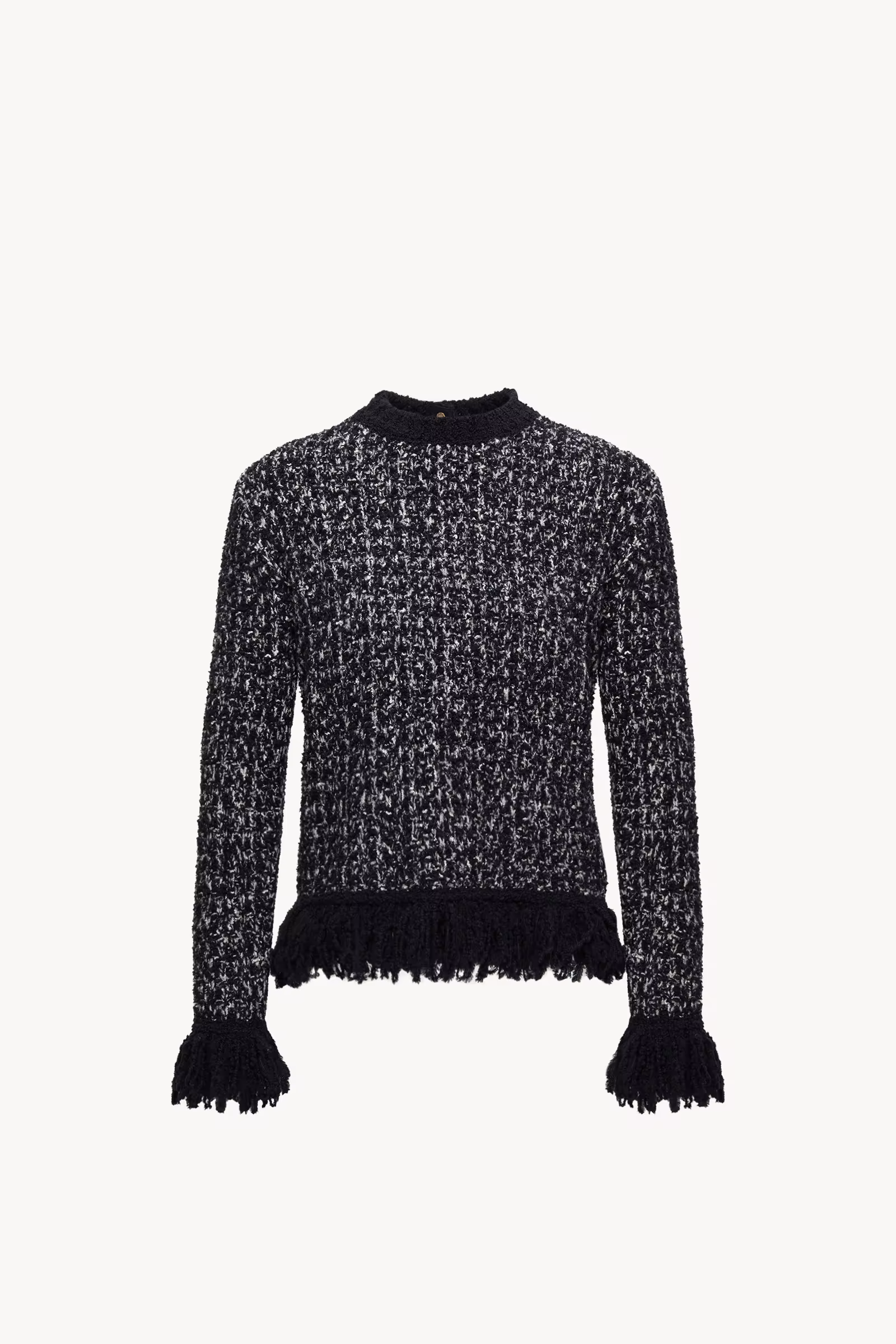 Fringe-Trim Wool Blend Sweater
