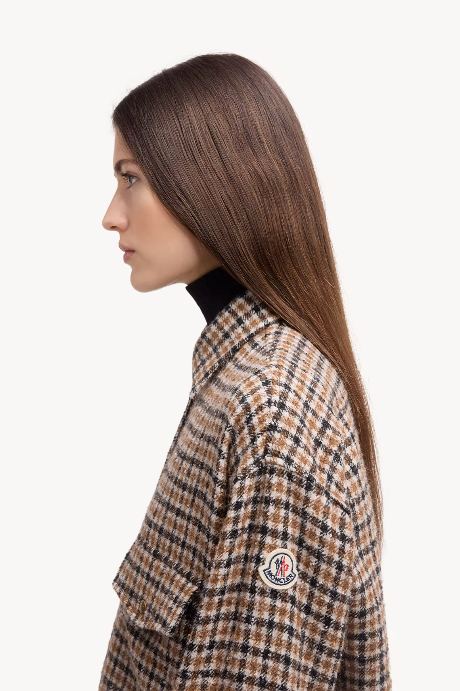 Check Wool Blend Long Sleeve Shirt