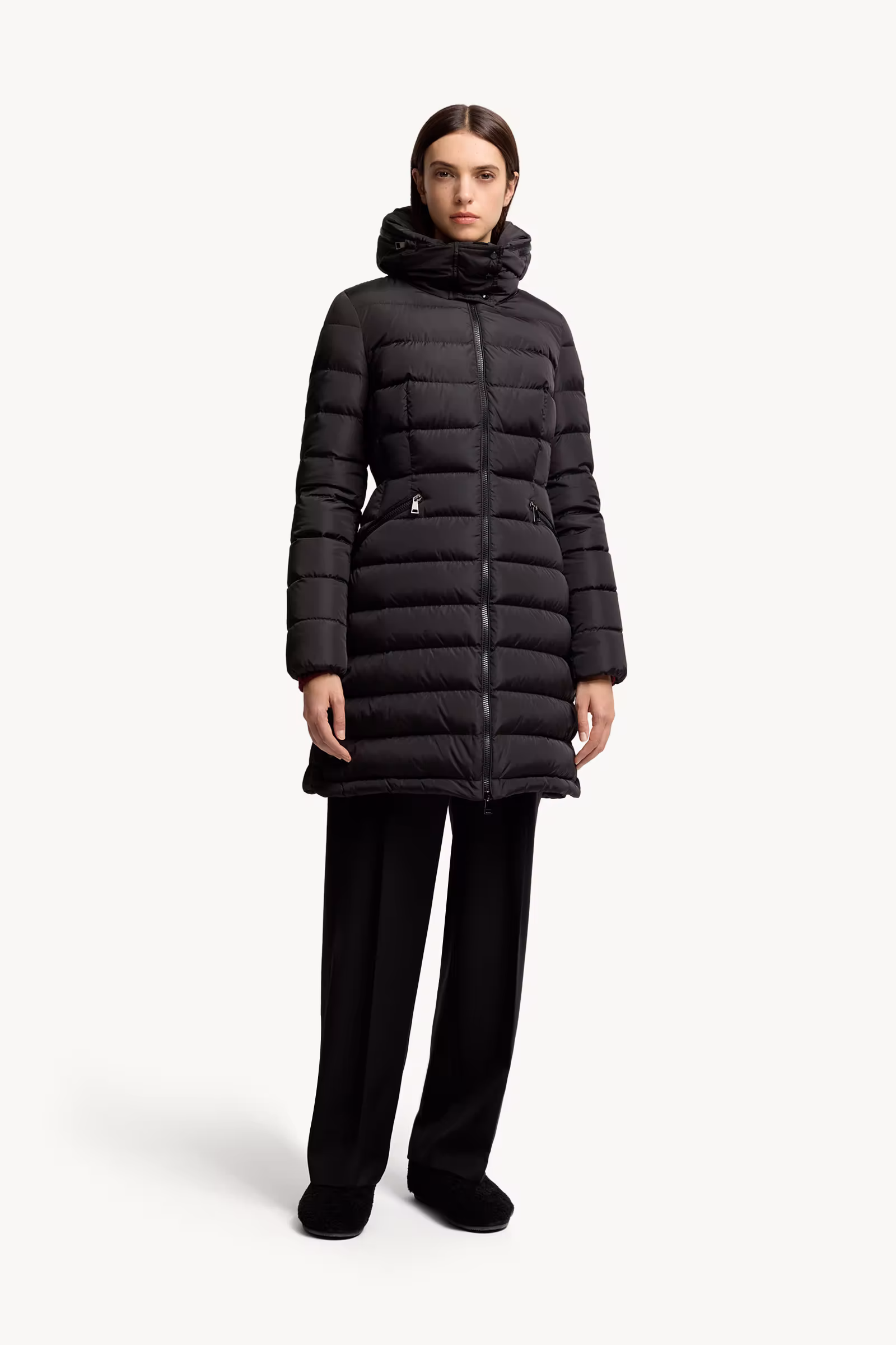 Flammette Hooded Long Down Jacket