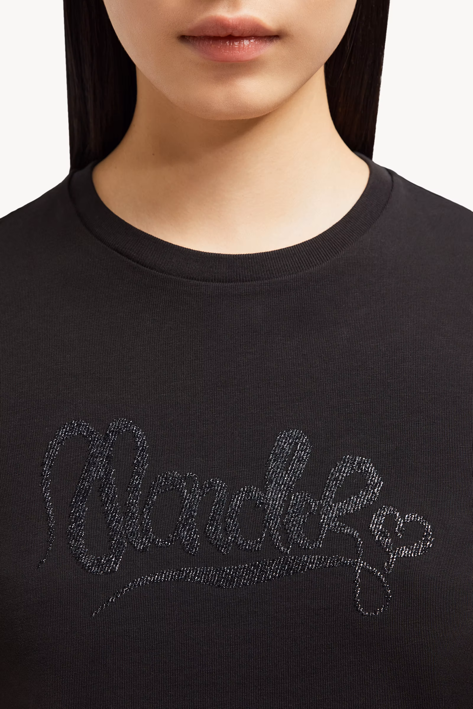Embroidered Calligraphy Logo Cotton T-Shirt