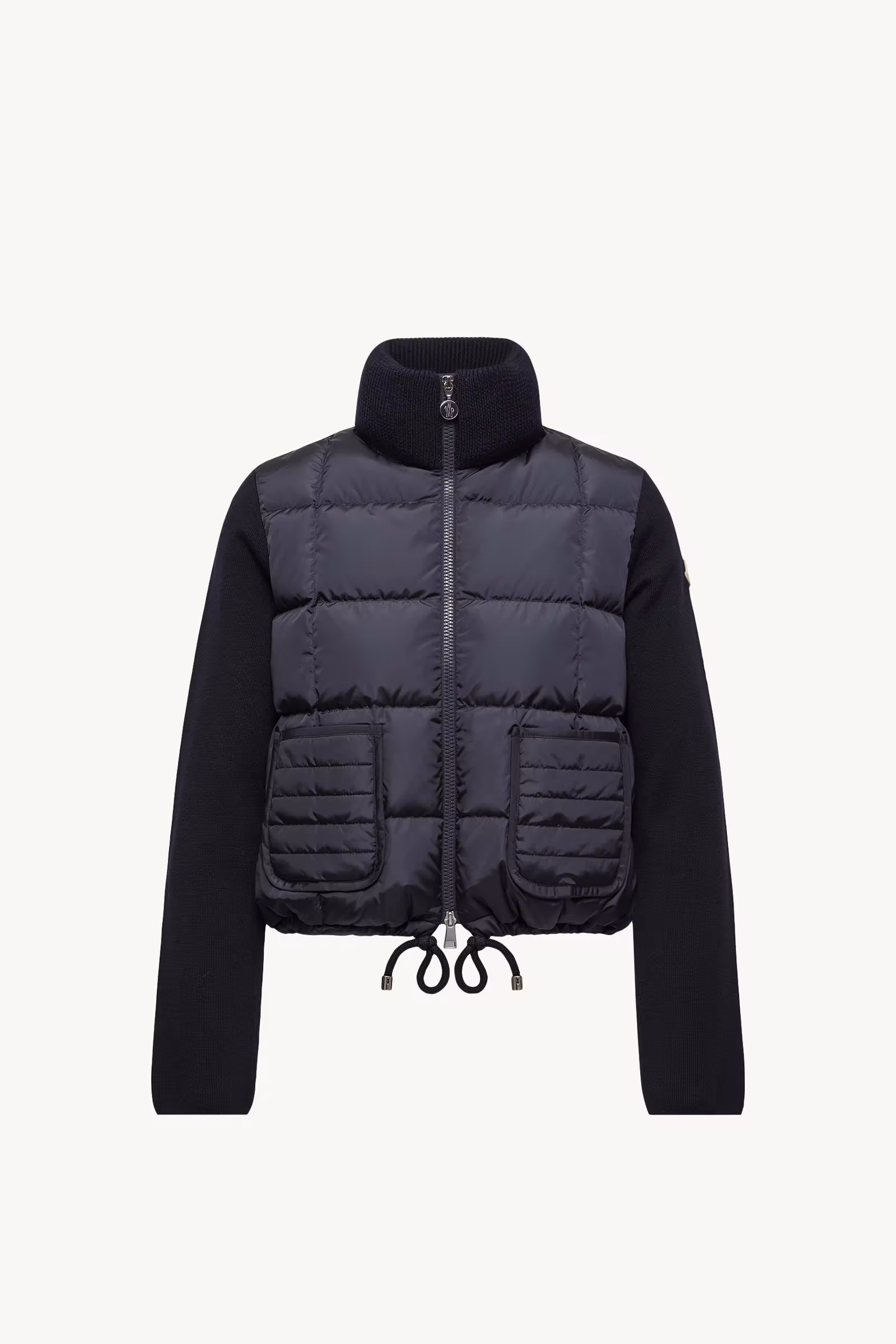 Square-Quilted Padded Wool Zip-Up Cardigan