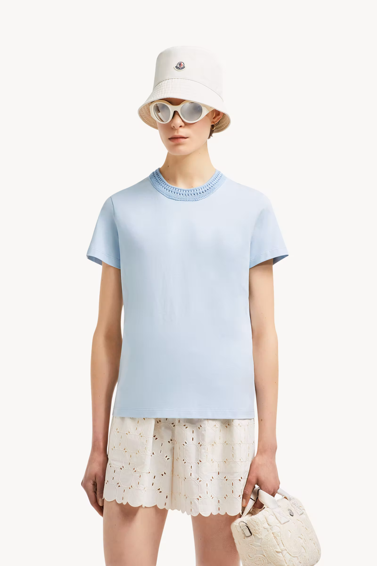 Crochet Accent Cotton T-Shirt