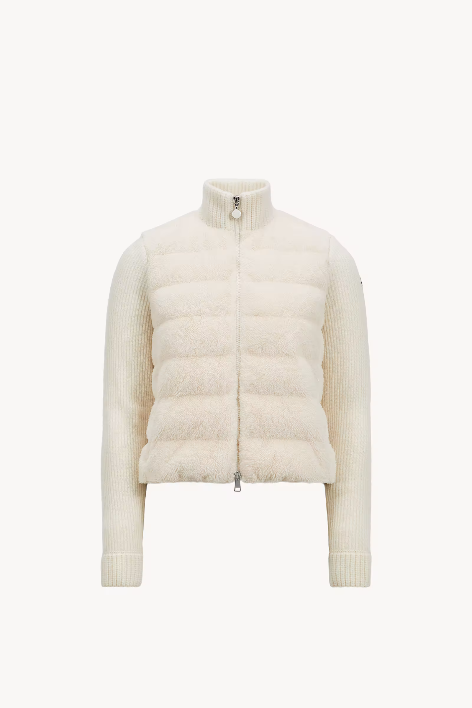 Padded Wool & Teddy Zip-Up Cardigan