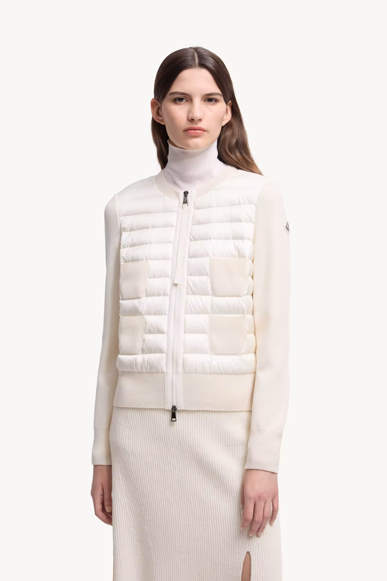 Padded Wool Zip-Up Cardigan
