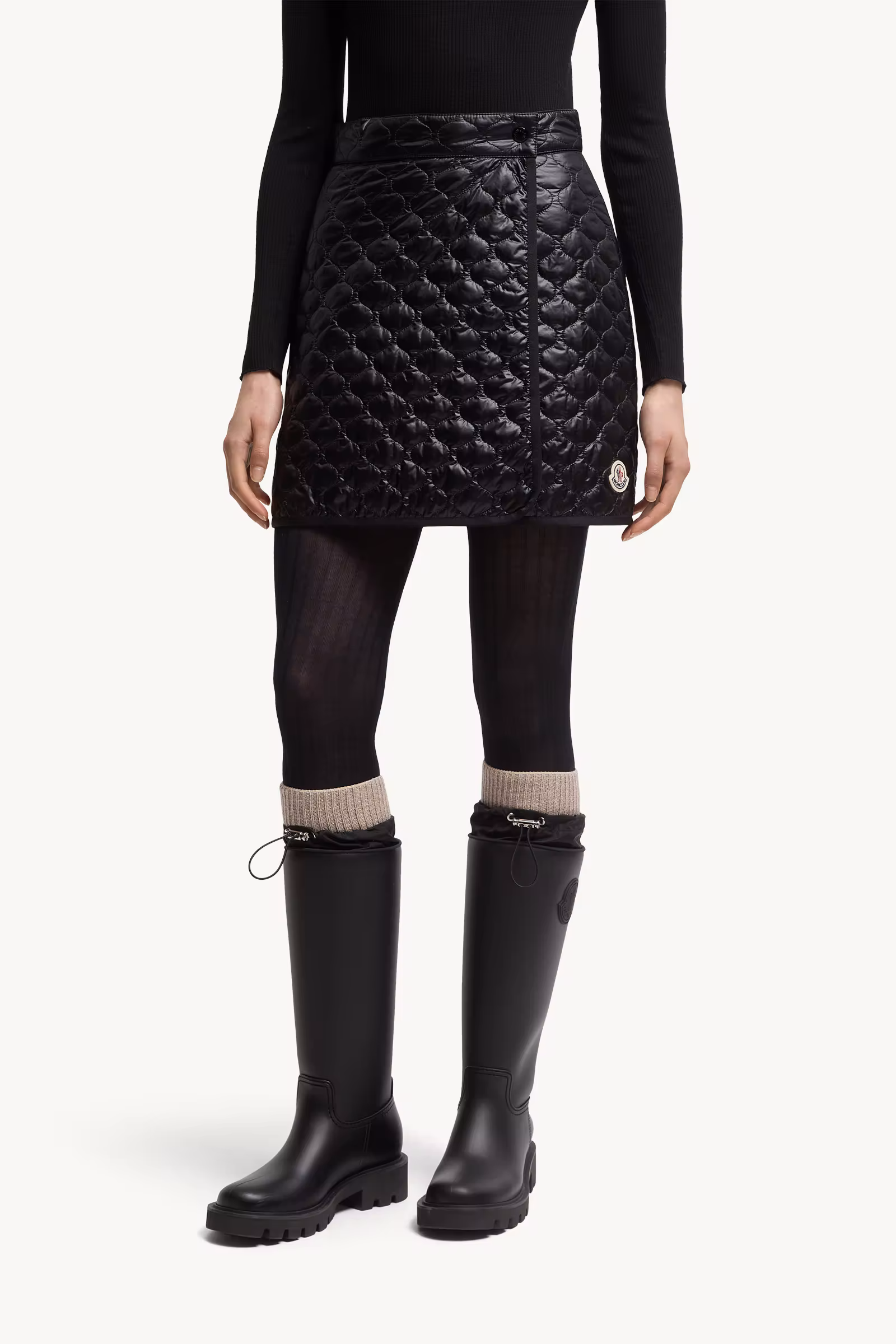 Square-Quilted Padded Mini Skirt