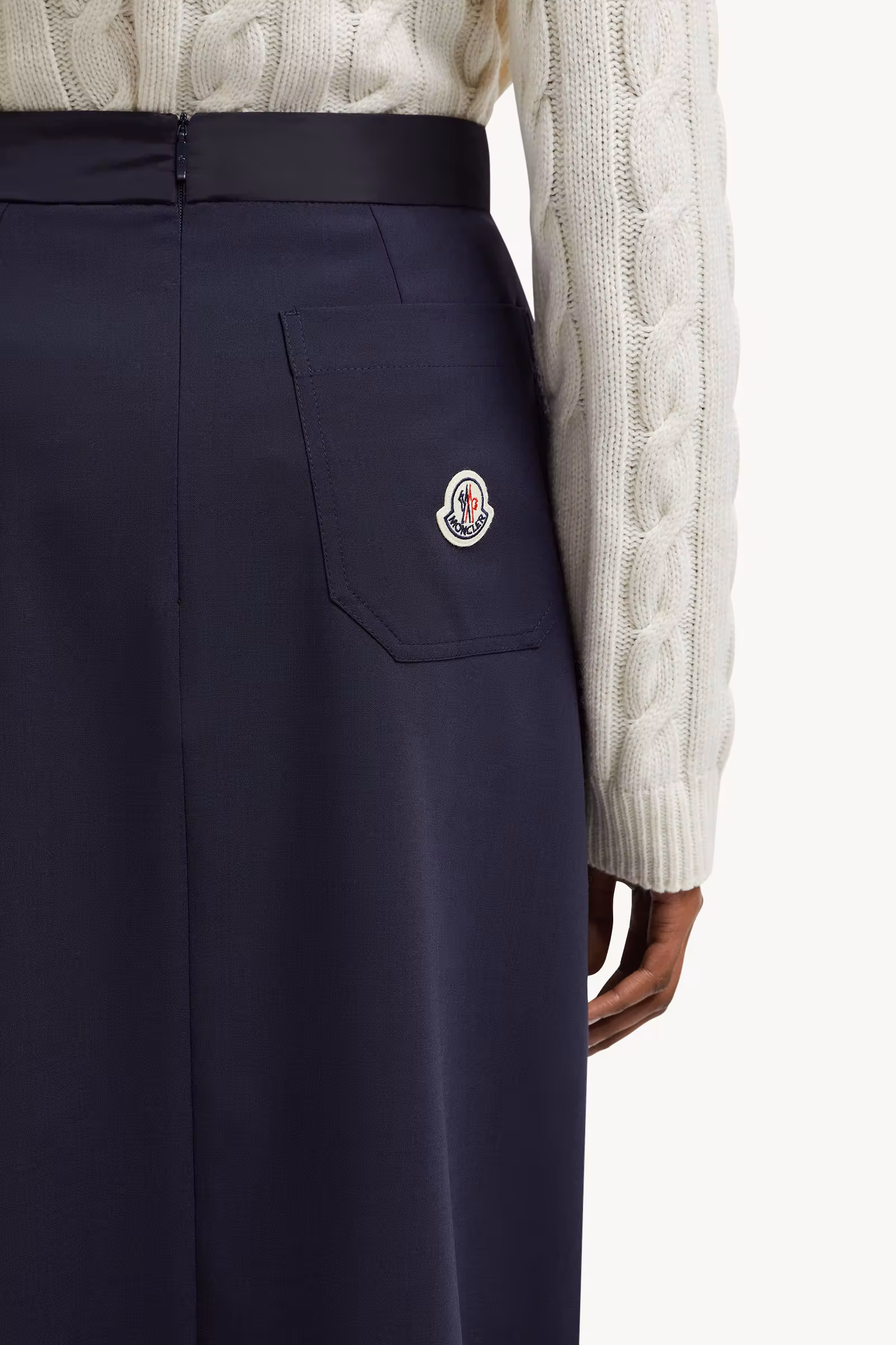 Wool Blend Pleated Midi Skirt