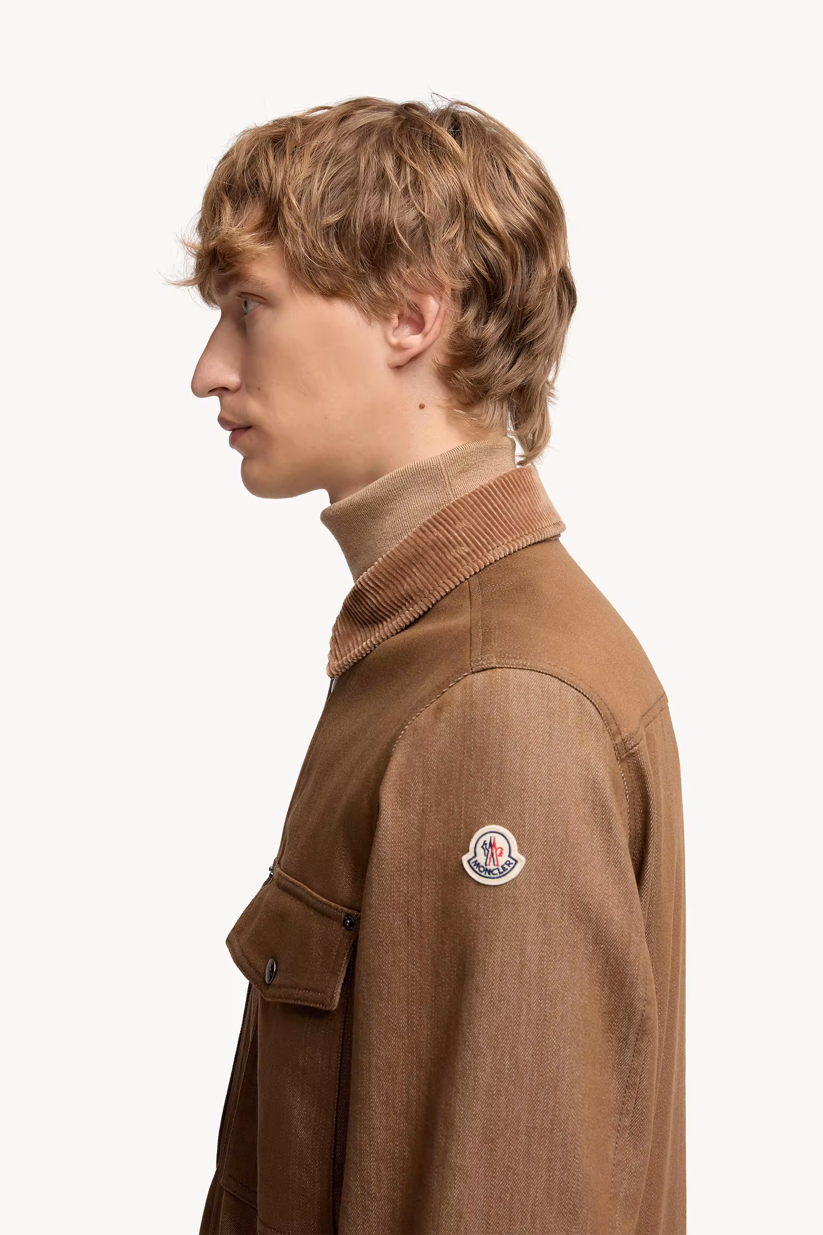 Denim Corduroy-Trimmed Shirt Jacket