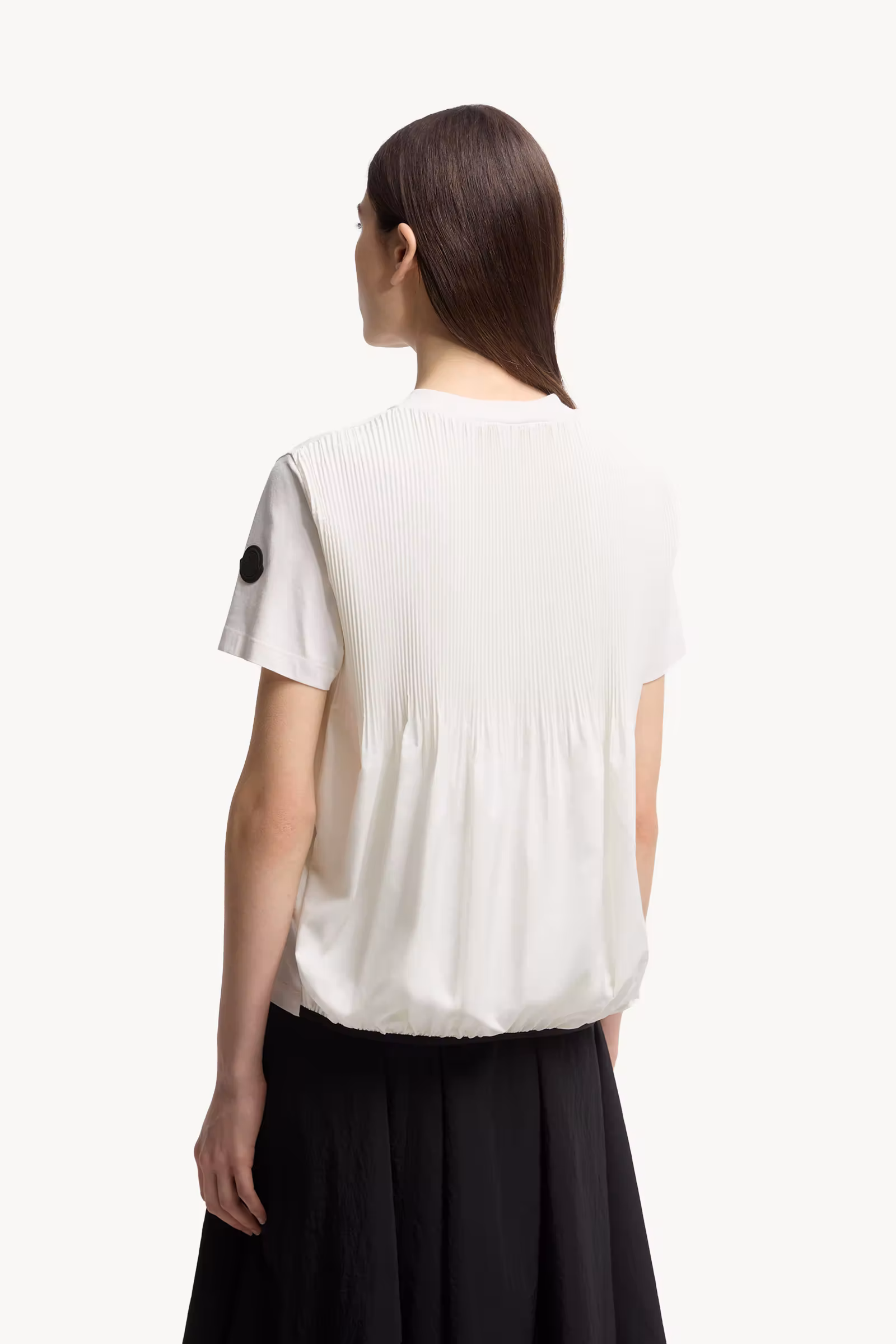 Pleated Back Cotton T-Shirt