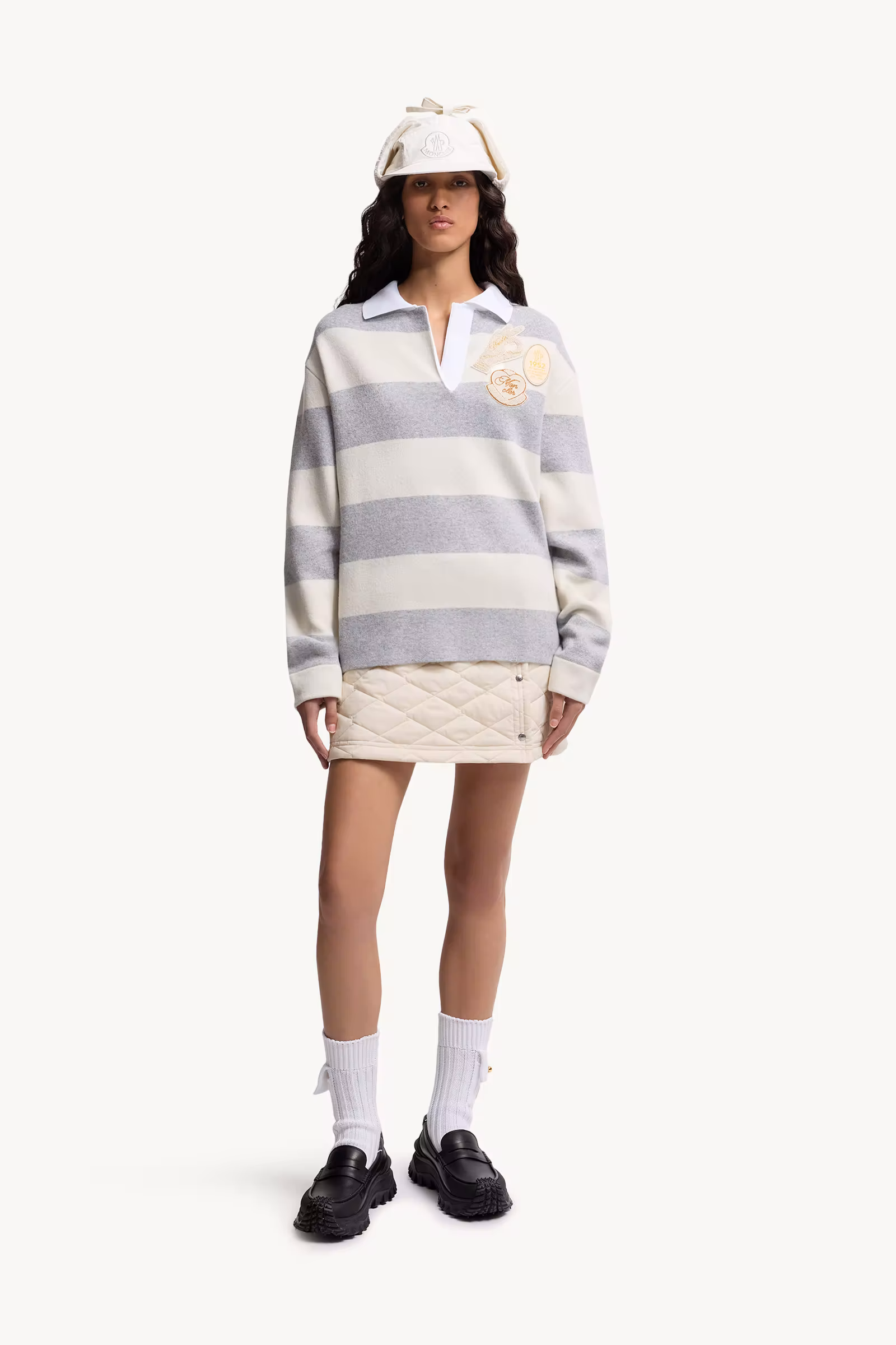 Striped Long Sleeve Wool Polo Shirt