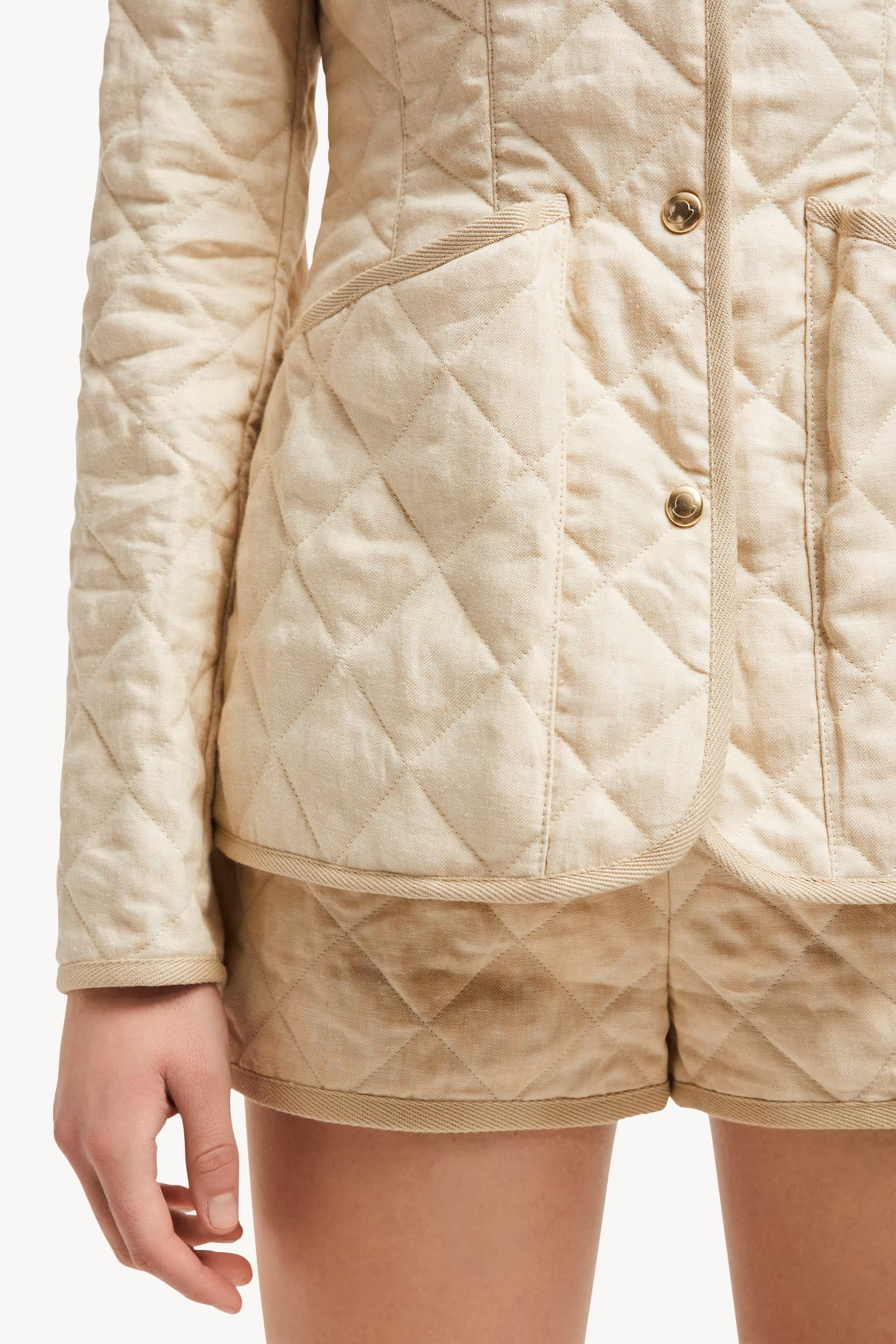 Uzes Diamond-Quilted Padded Linen Jacket