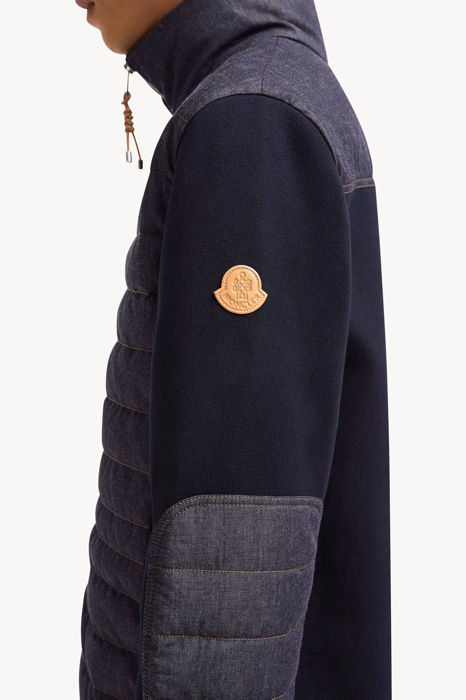 Padded Snake-Quilted Denim Cardigan
