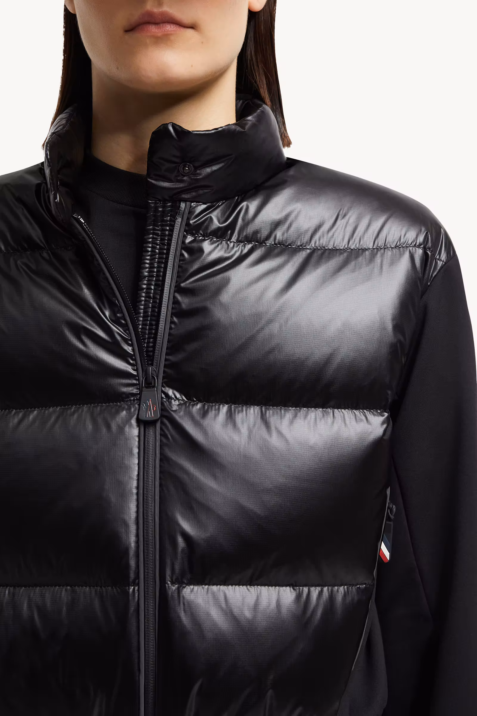 Padded Zip-Up Jersey Cardigan