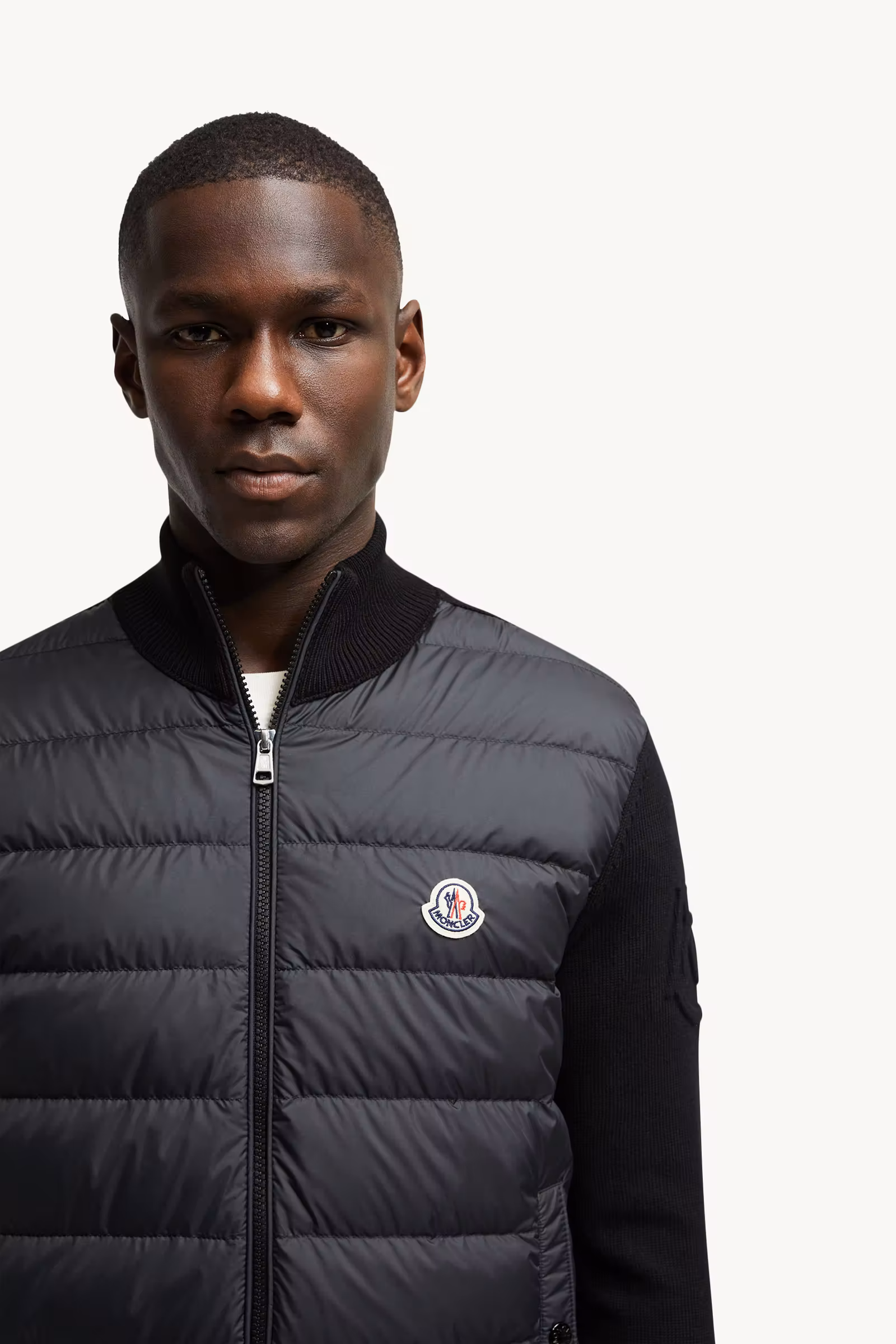 Padded Cotton Zip-Up Cardigan