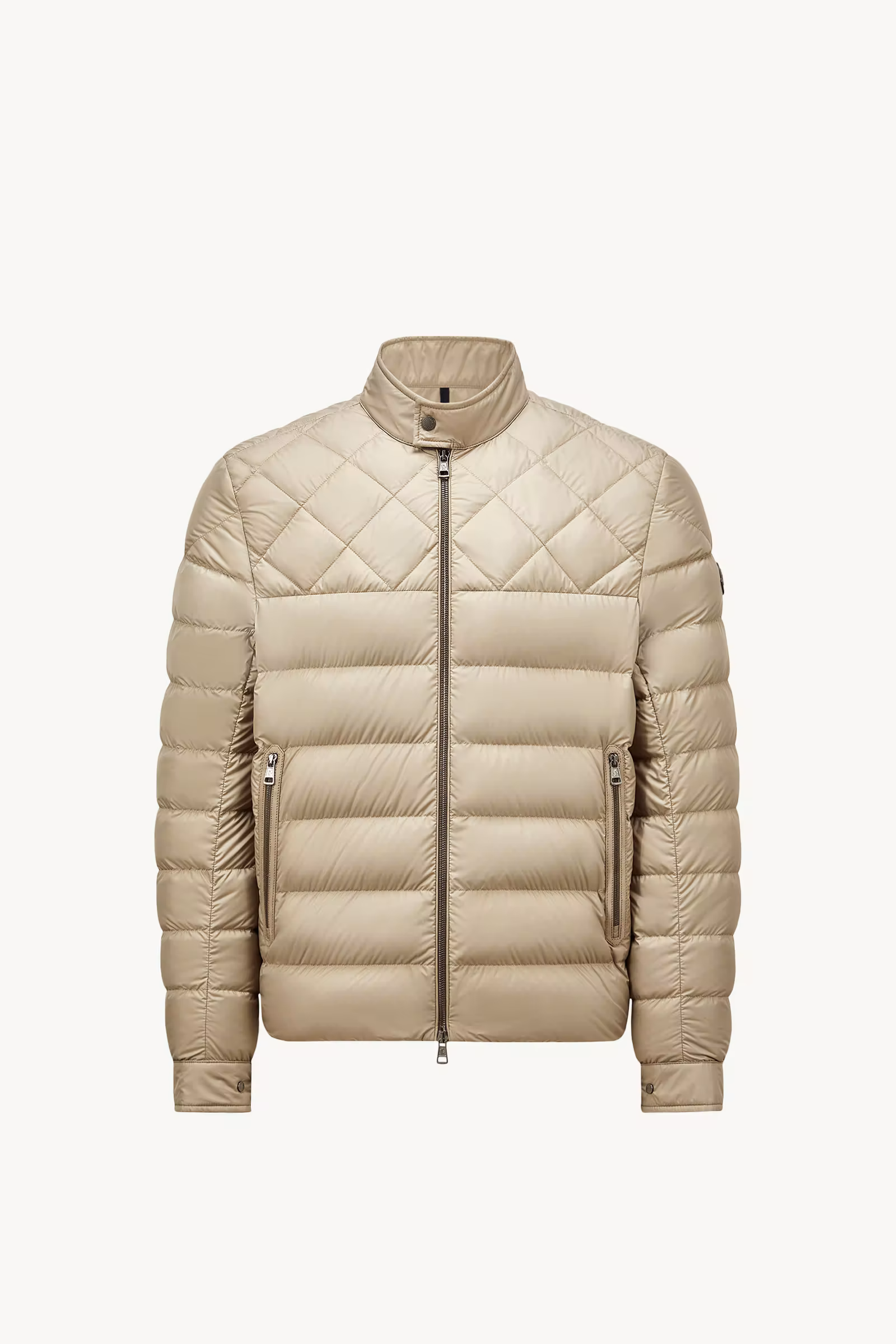 Tuile Leather-Trimmed Down Biker Jacket