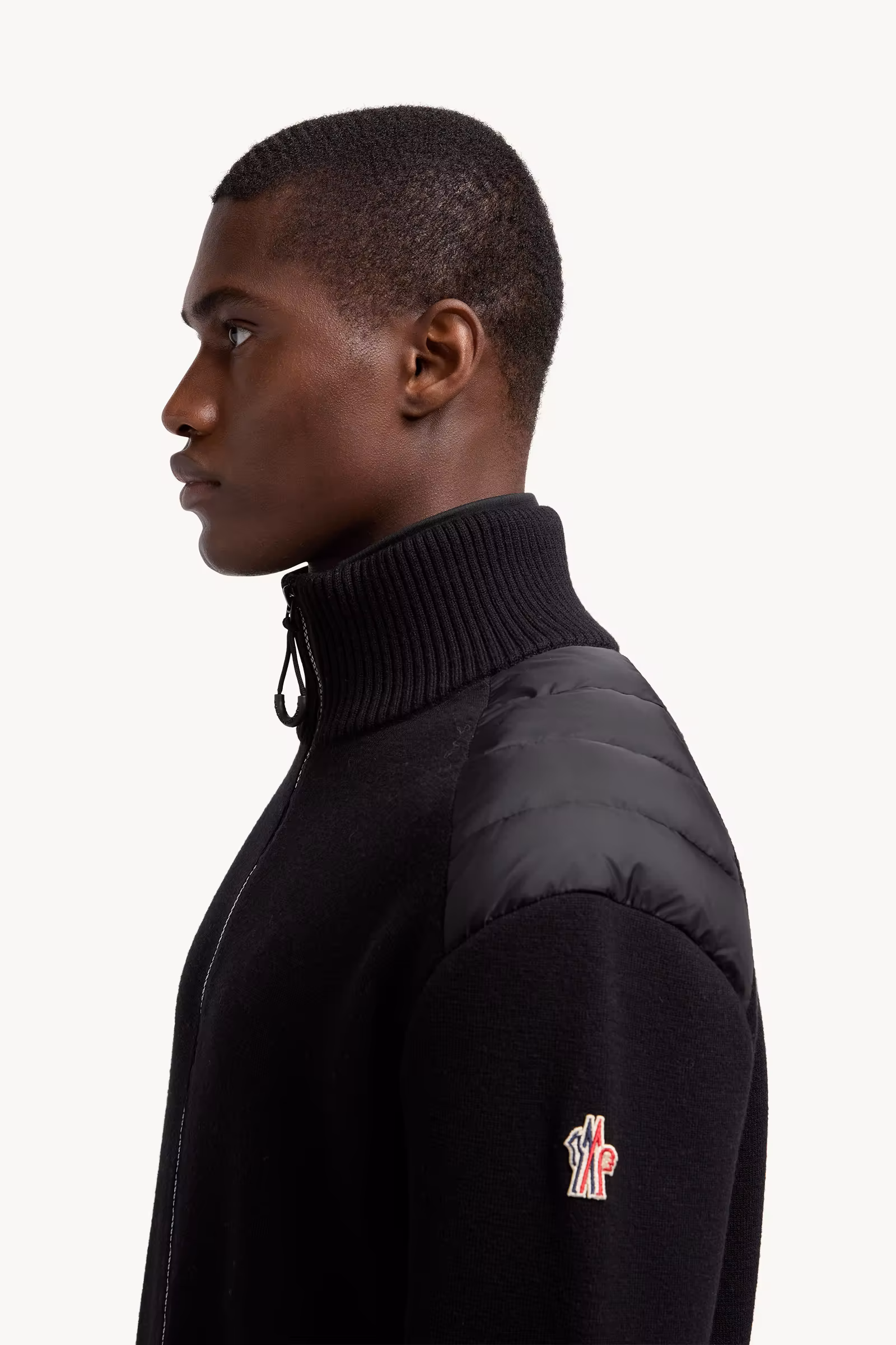 Padded Wool Zip-Up Cardigan