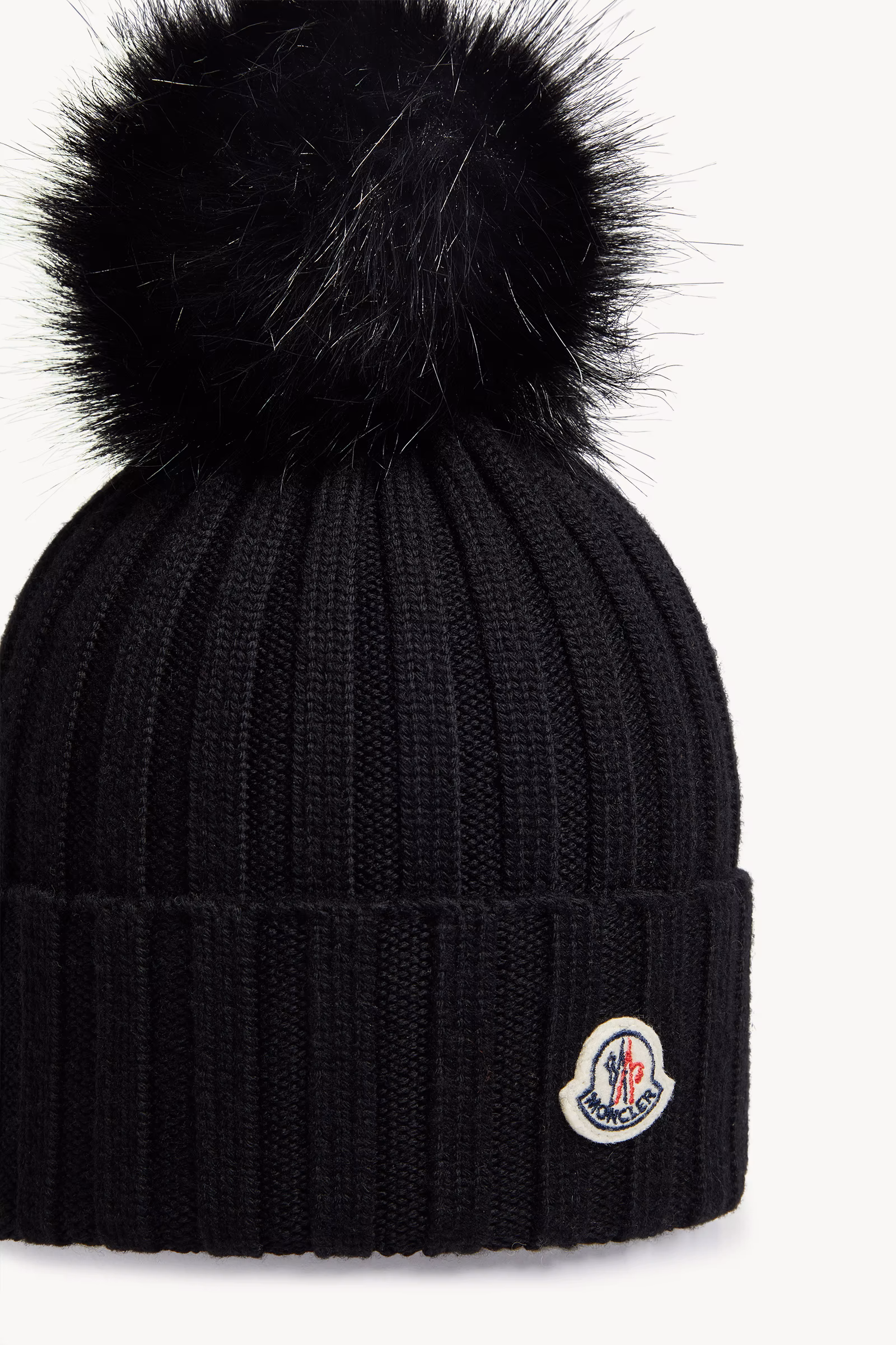 Wool Beanie with Faux Fur Pom Pom