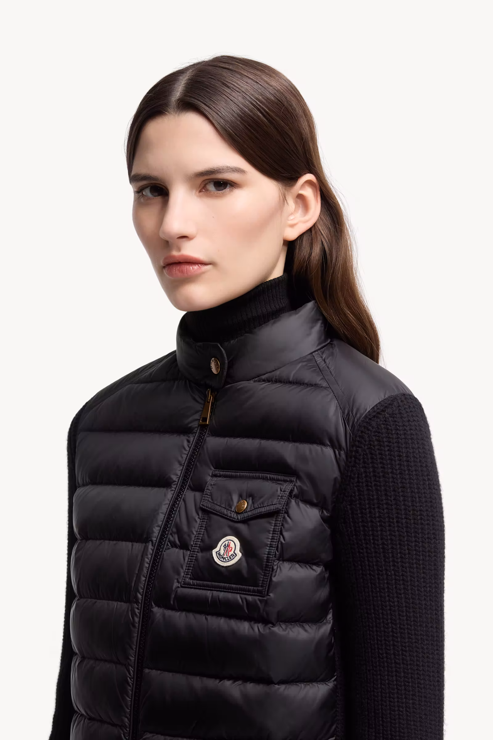 Padded Wool Zip-Up Cardigan